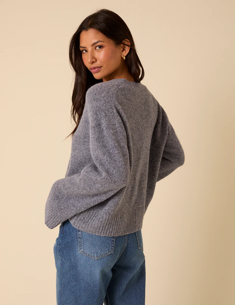 Blue V-Neck Relaxed Cardigan - Image 5