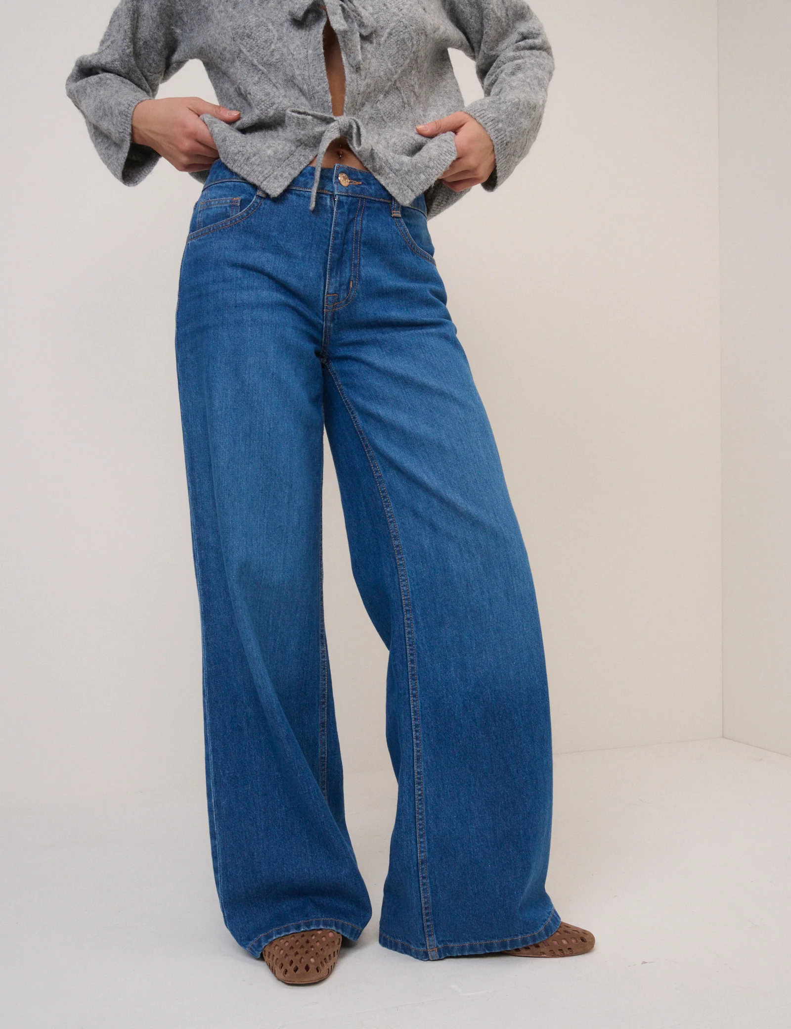 Blue Mid Rise Carnaby Wide Leg Jeans - Image 2