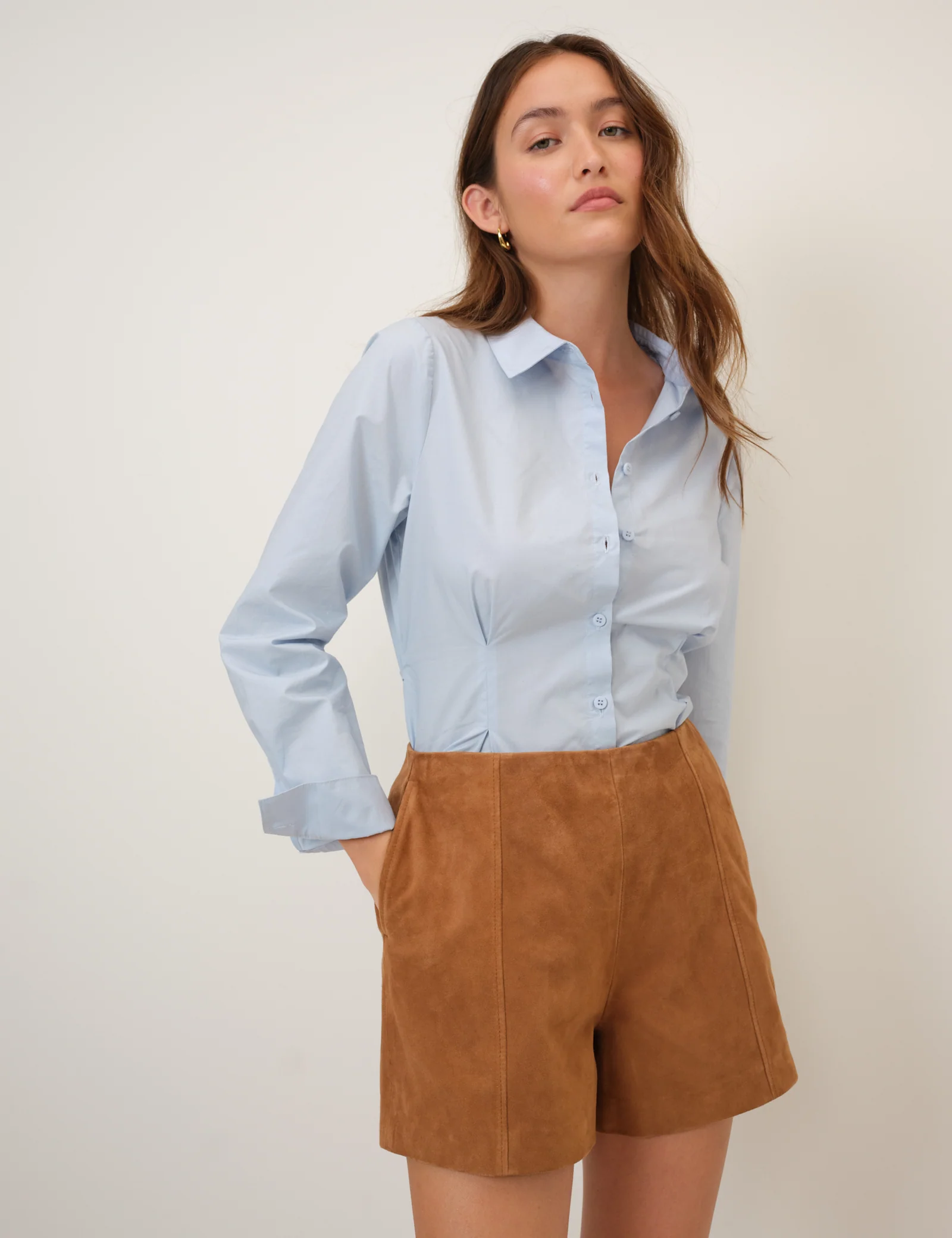 Brown Suede Shorts - Image 4
