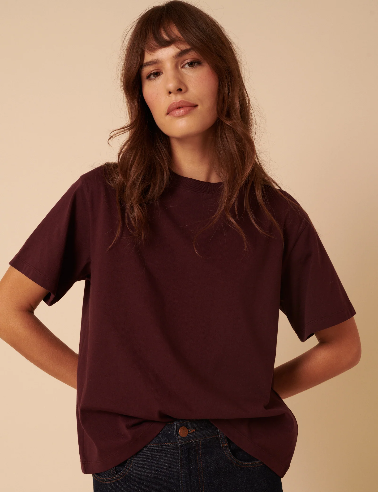 Burgundy Boxy Fit T-Shirt
