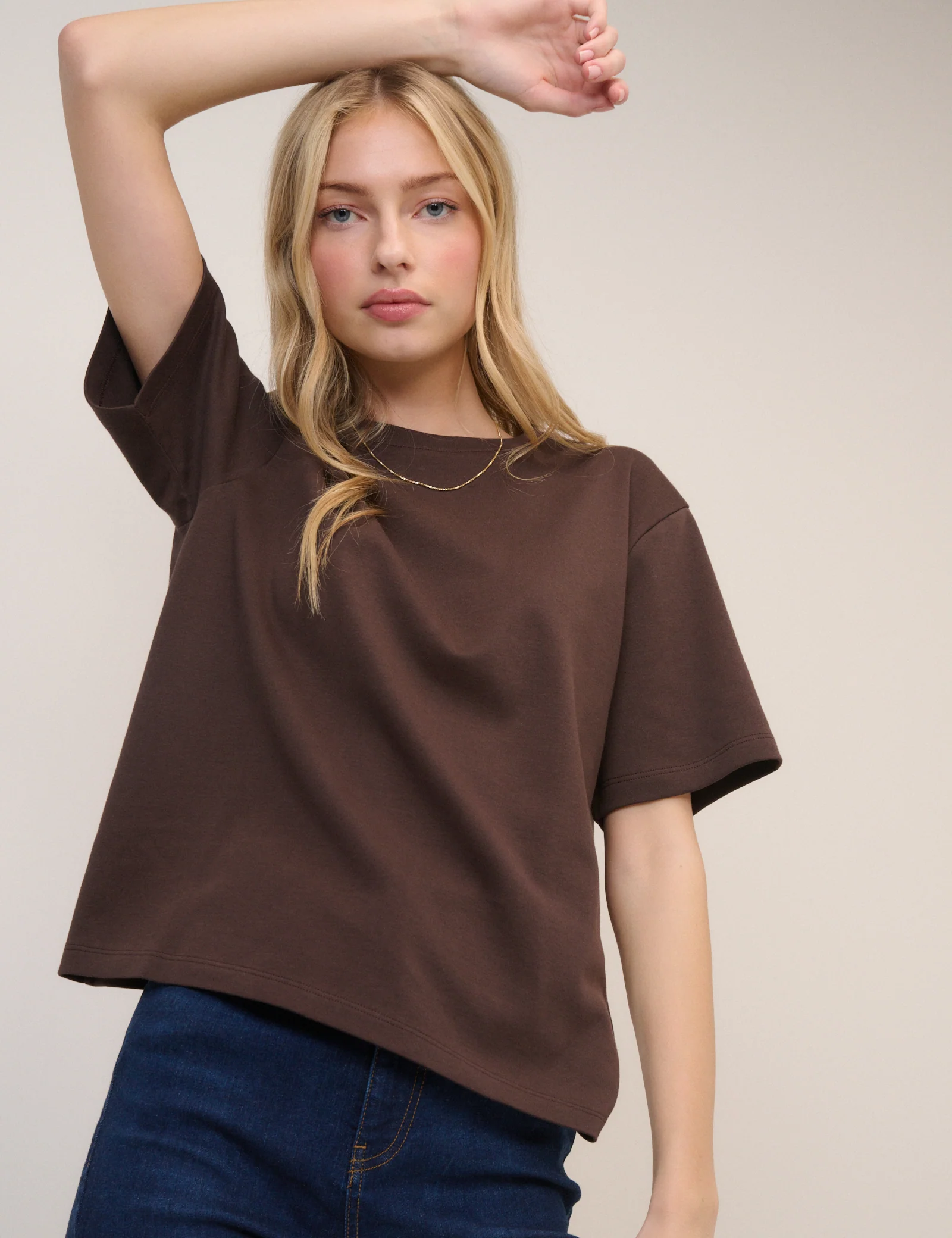 Chocolate Brown Boxy Fit T-Shirt - Image 3