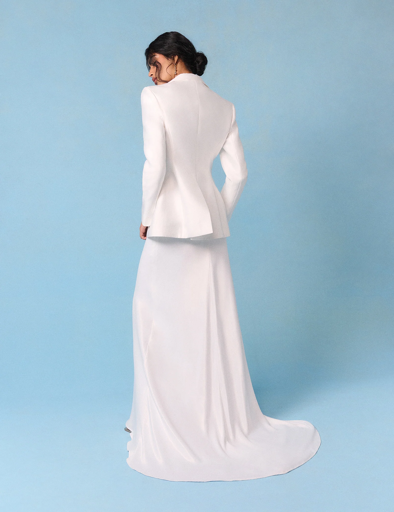 Bridal Ivory Satin A-Line Maxi Skirt - Image 4