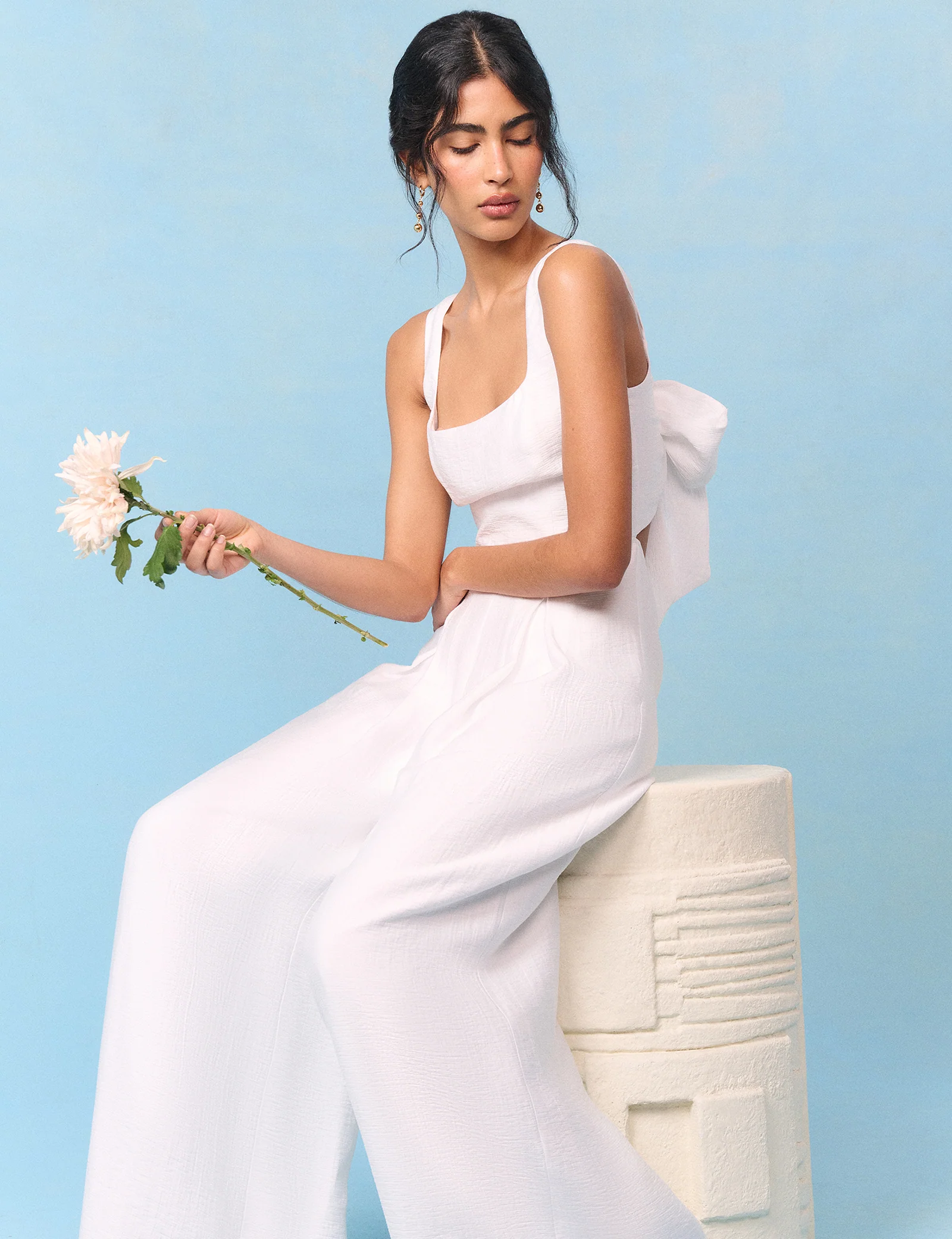 Bridal Ivory Bow-Back Jumpsuit - Image 4