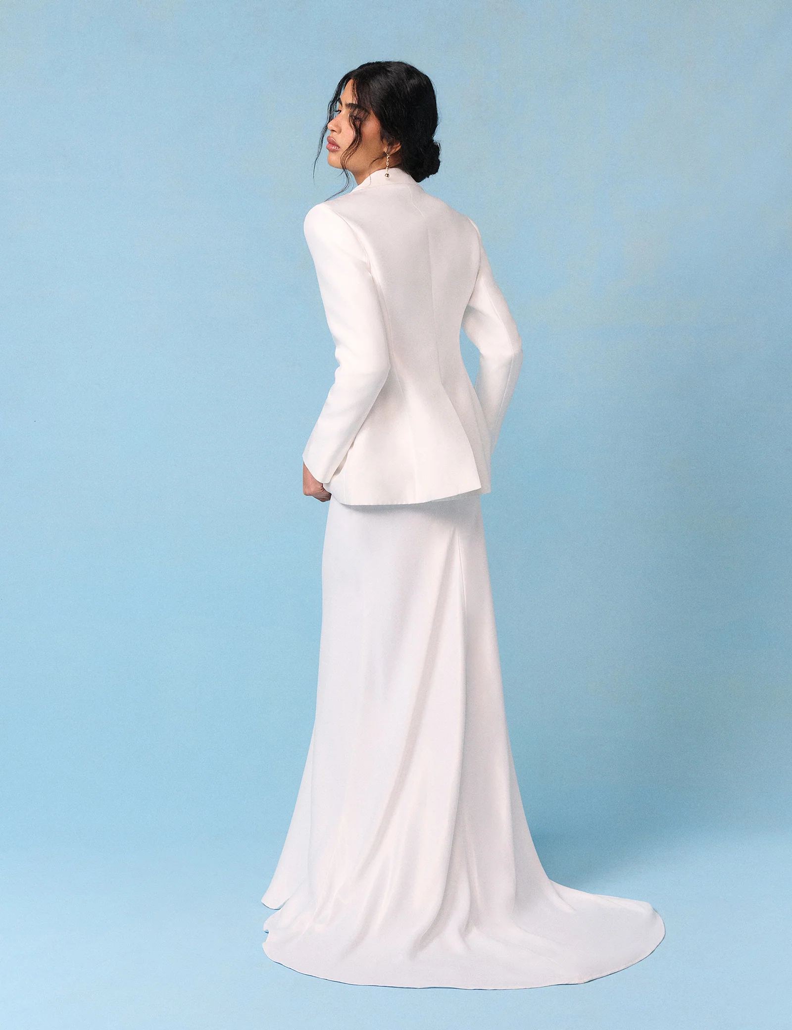 Bridal Ivory Satin Tailored Valeria Blazer - Image 5