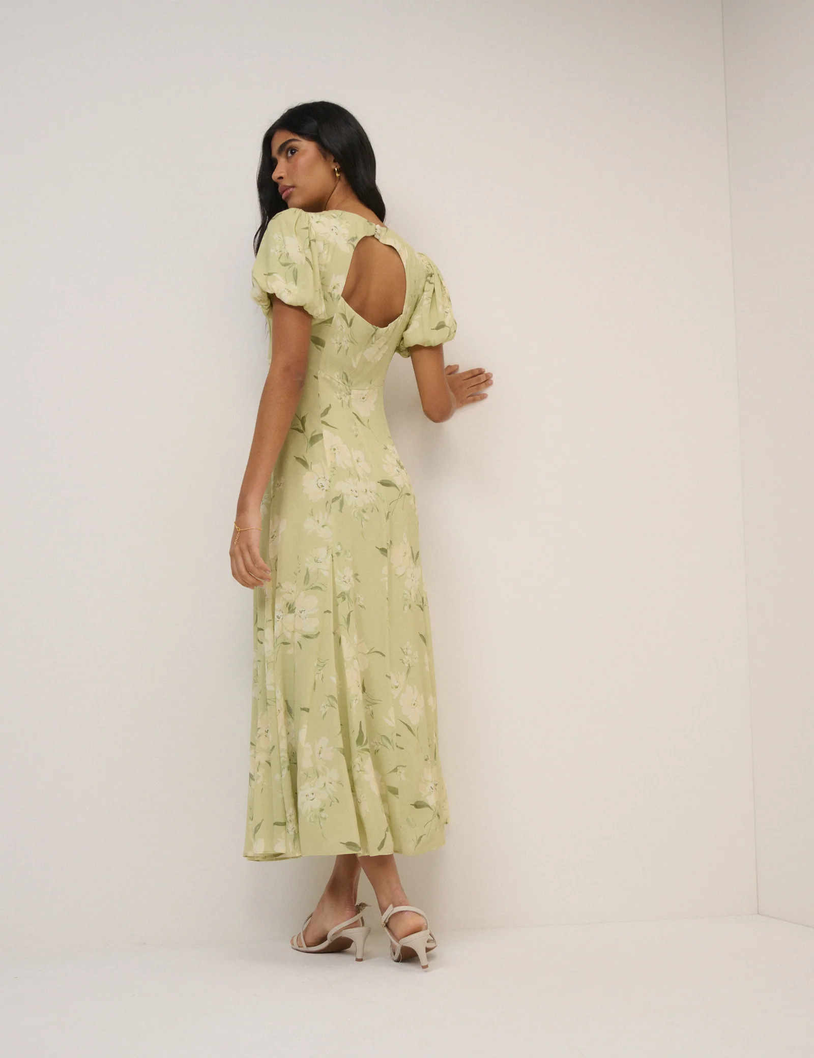 Sage Floral Chiffon Juno Maxi Dress - Image 5