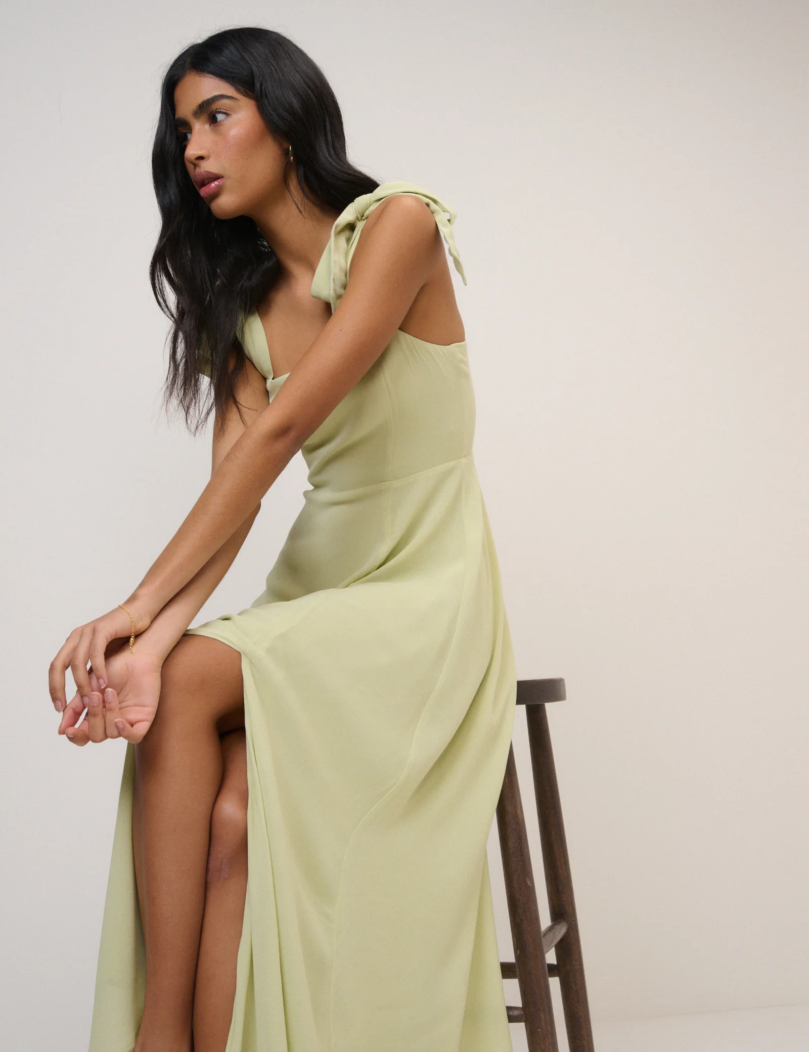 Green Chiffon Square Neck Tamar Midi Dress - Image 2