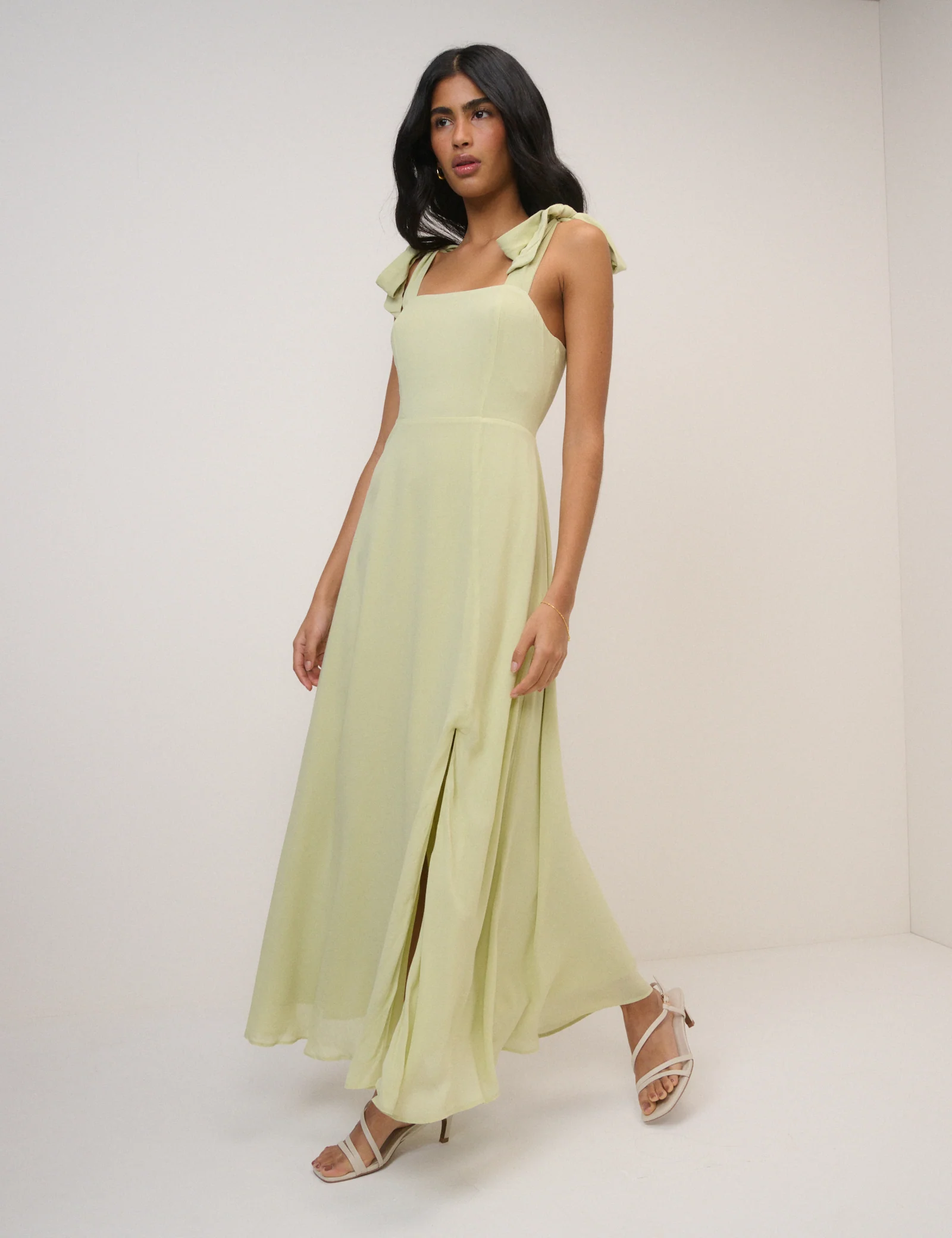 Green Chiffon Square Neck Tamar Midi Dress - Image 4
