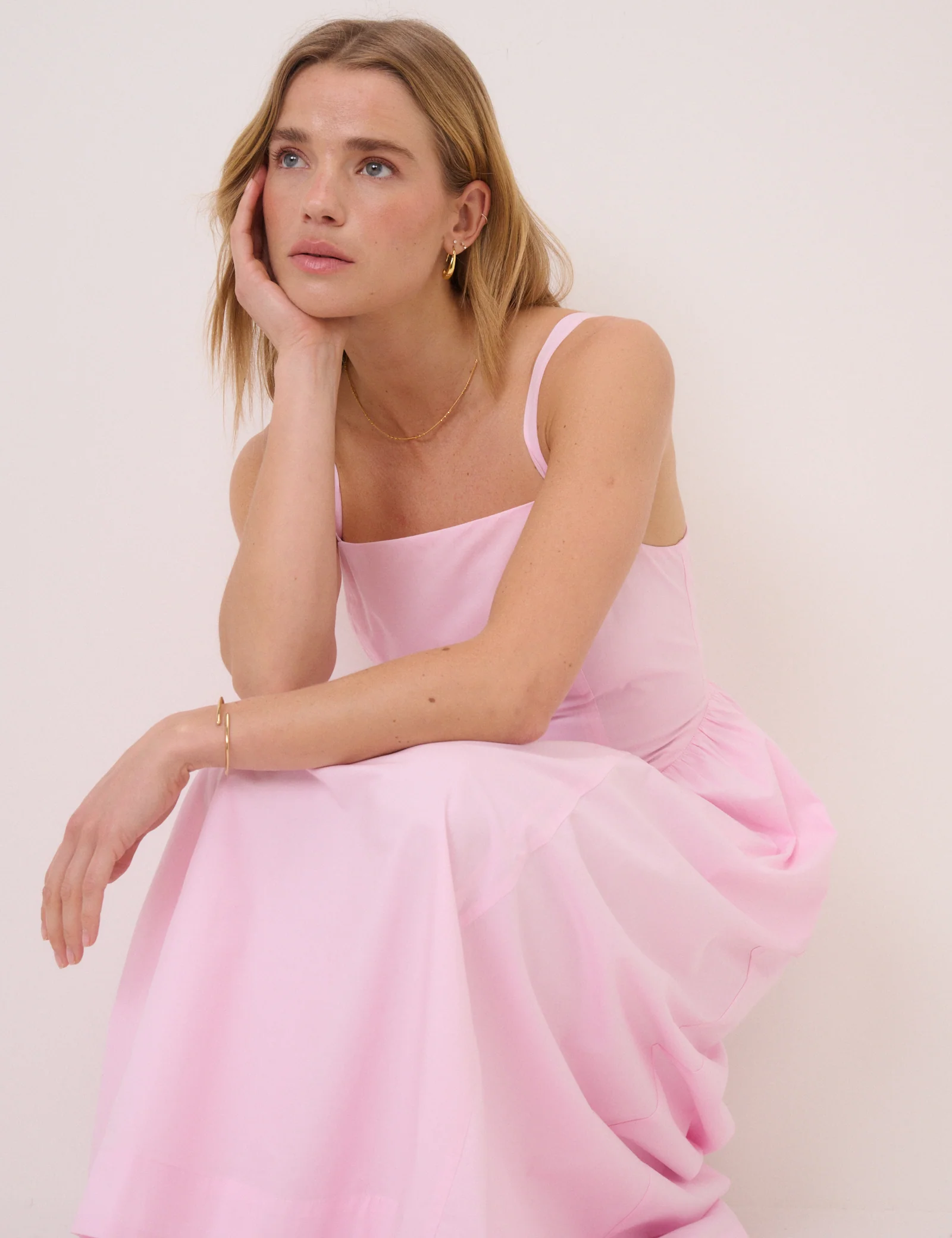 Pink Square Neck Brielle Midi Dress - Image 4