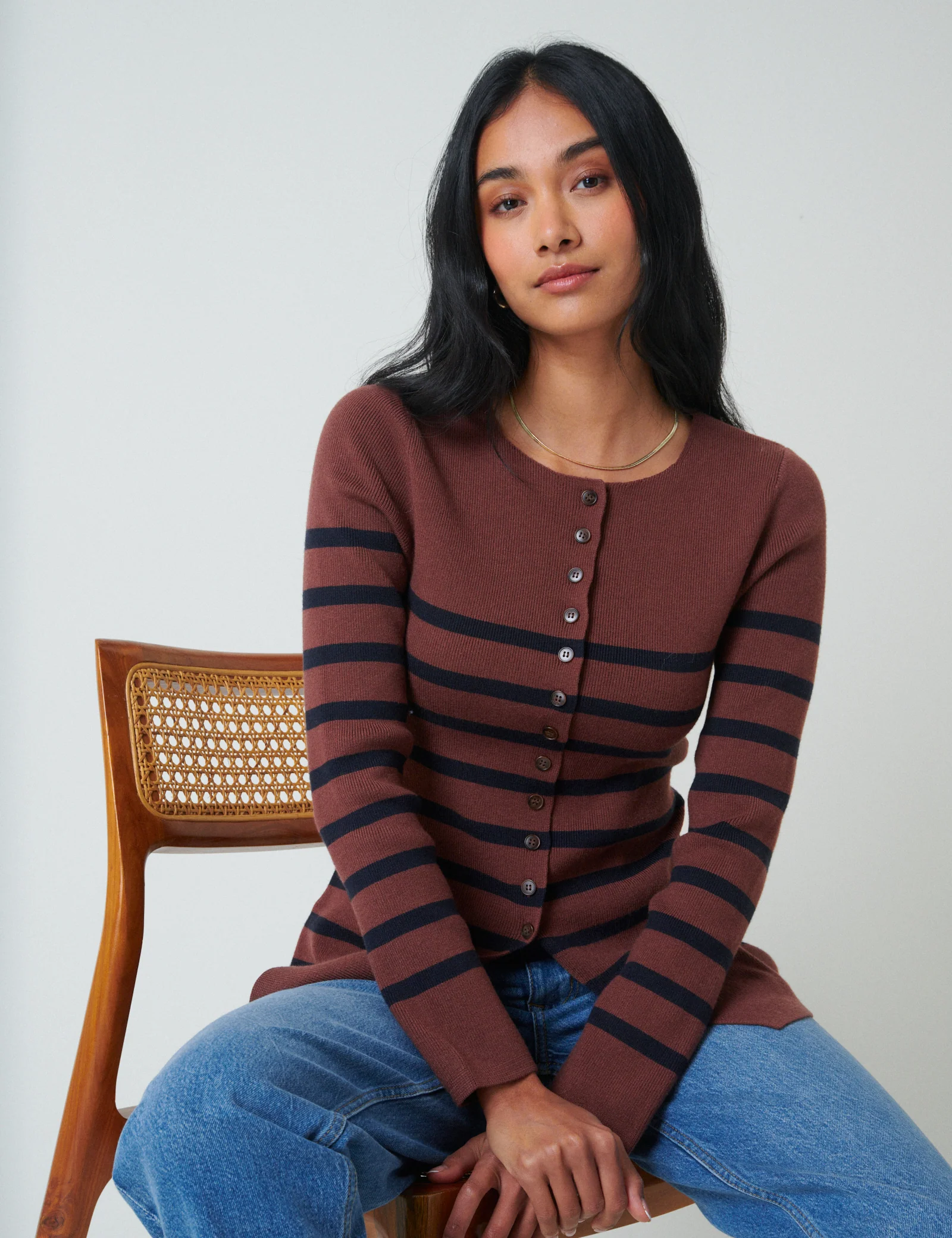 Brown And Black Striped Cardigan - Image 3