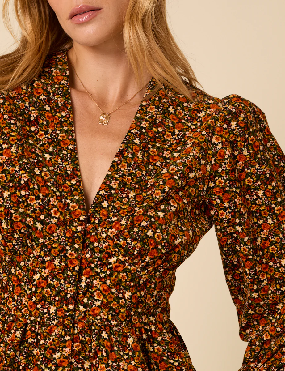 Brown Ditsy Floral Long Sleeve Starlight Top - Image 2