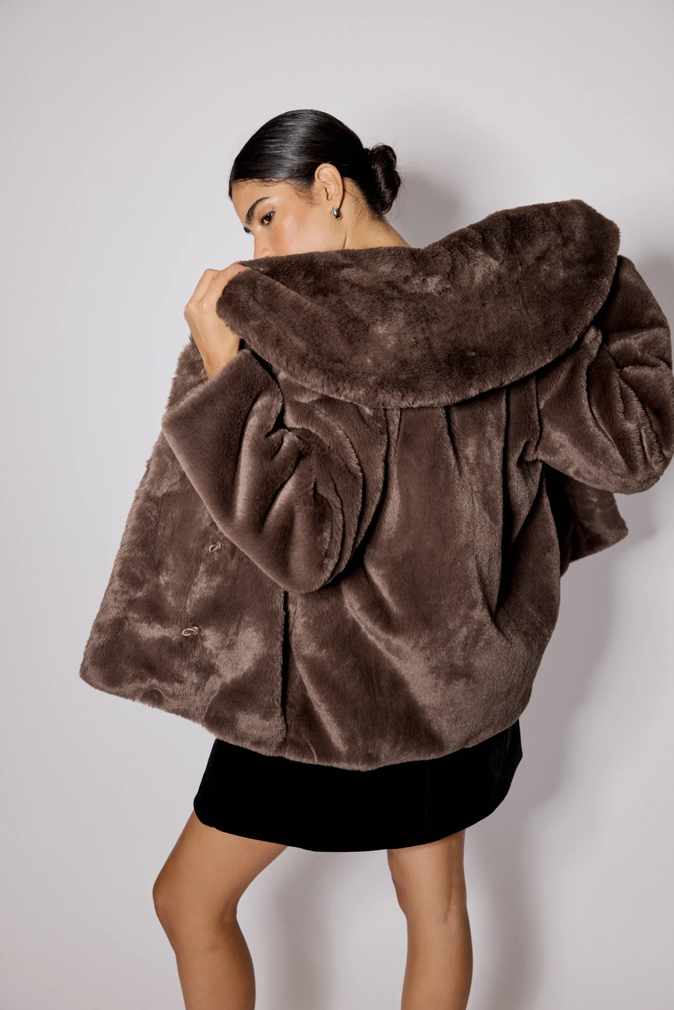 Brown Faux Fur Collared Jacket - Image 4