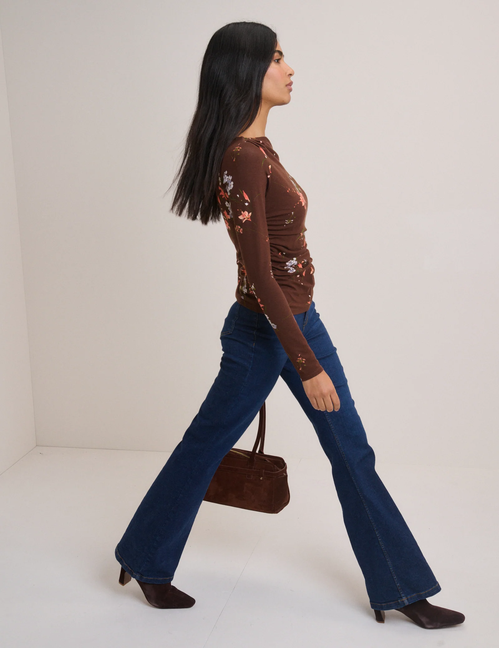 Brown Floral Jersey Top - Image 3