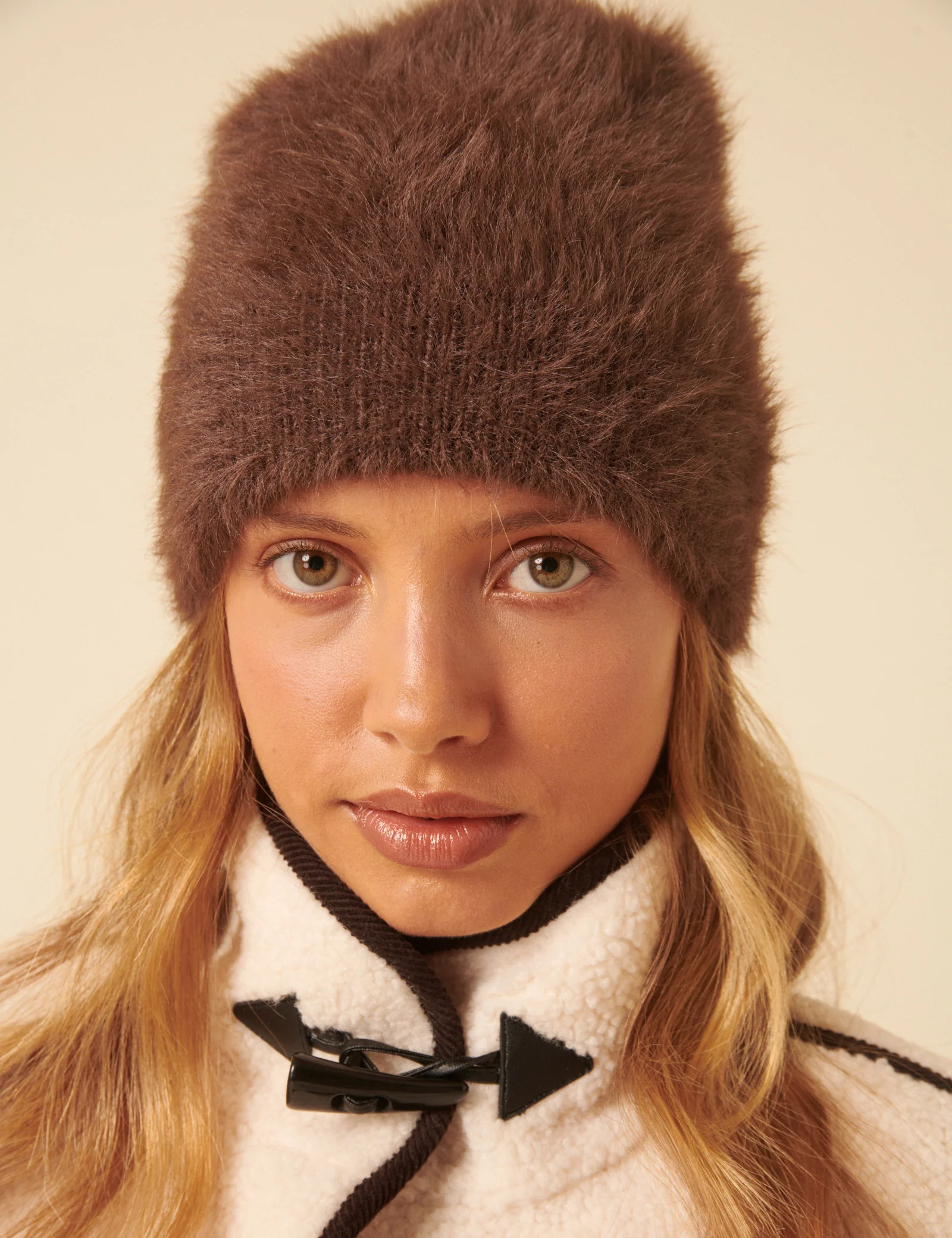 Brown Fluffy Beanie Hat - Image 4