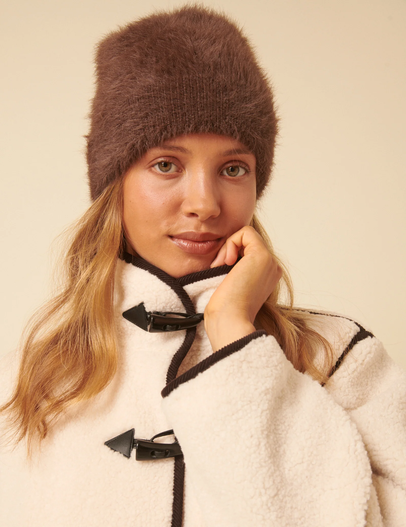 Brown Fluffy Beanie Hat - Image 5