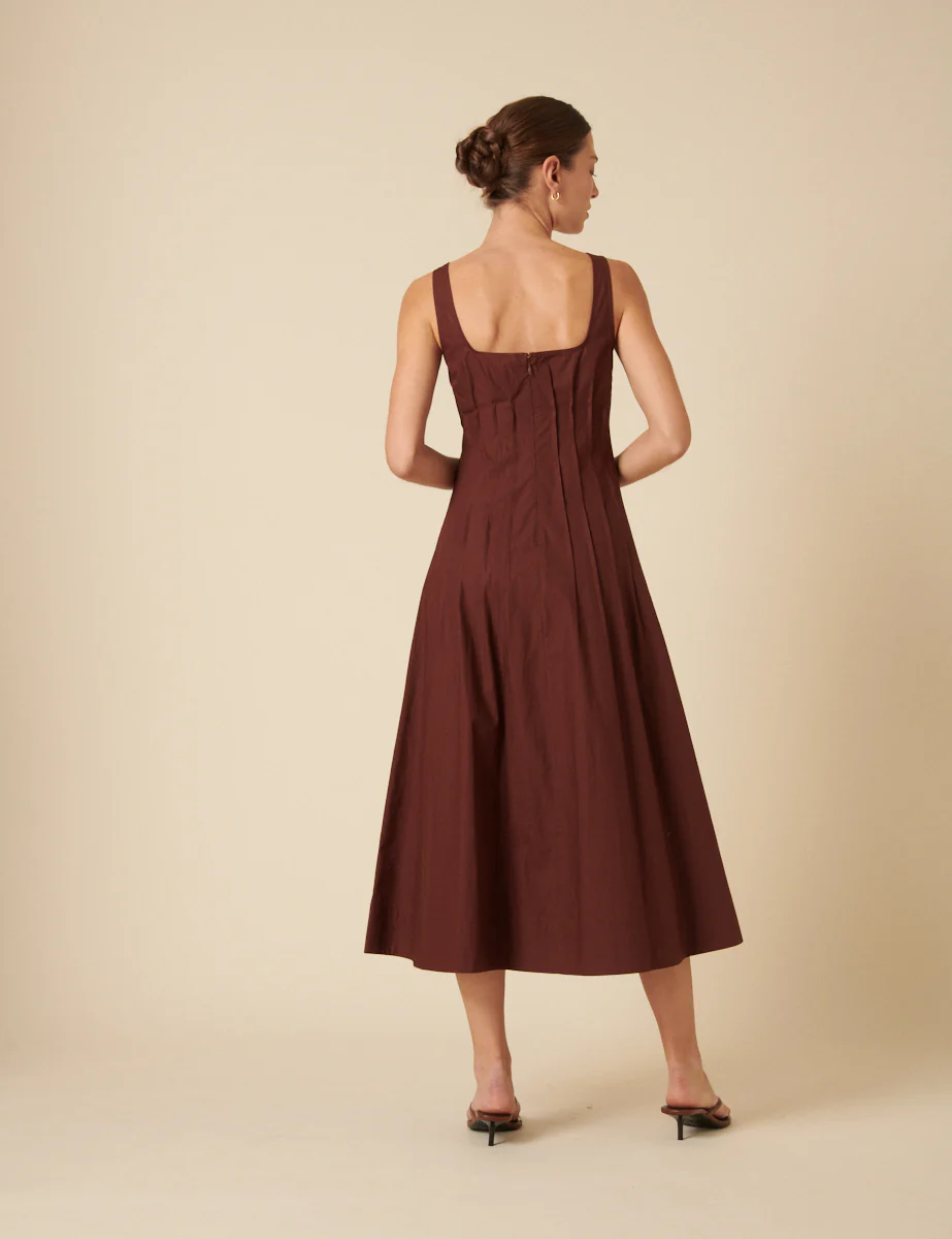 Brown Tie Front Penelope Midi Dress - Image 4