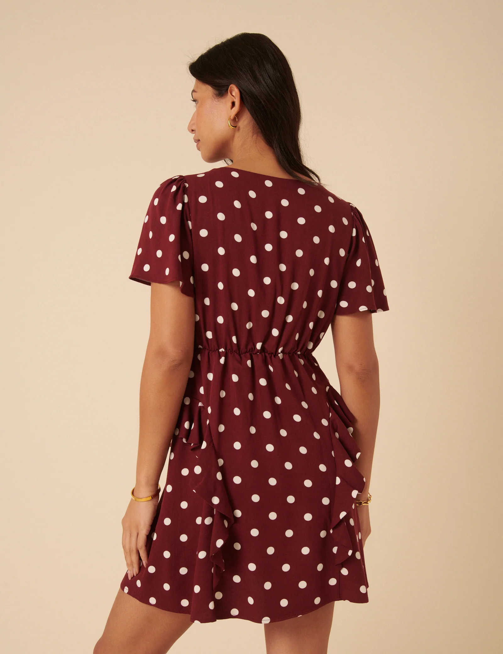 Brown Polka Dot Lydney Mini Dress - Image 5