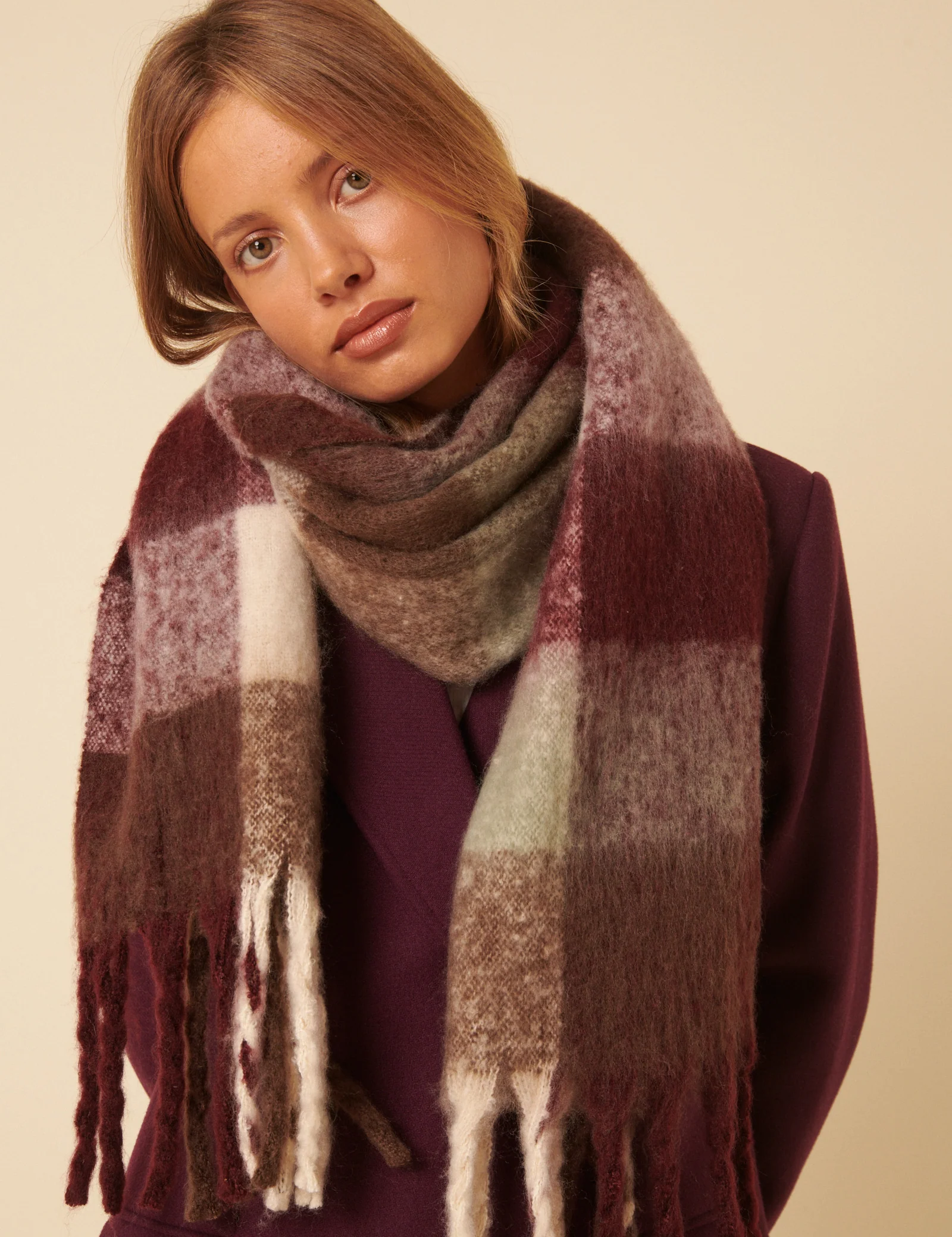 Brown & Purple Check Scarf