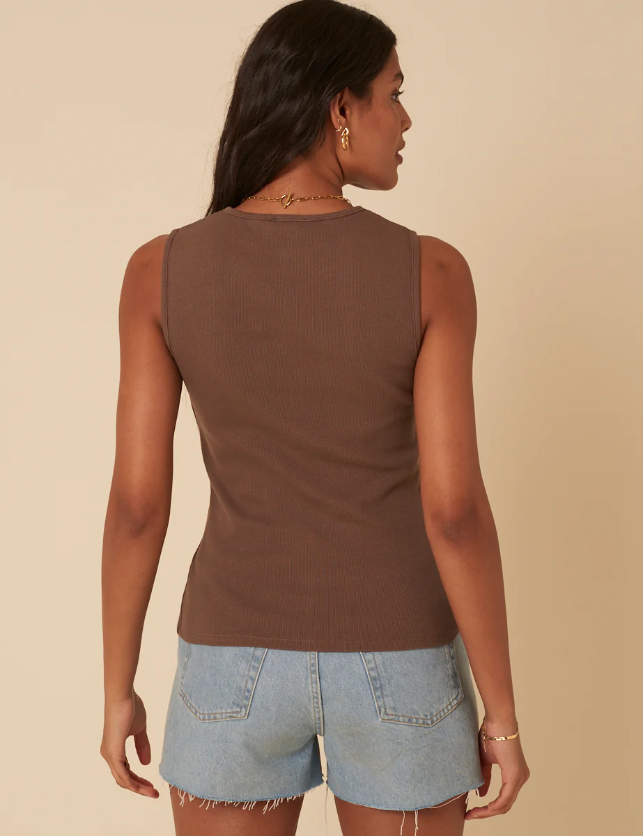 Brown Ribbed Waistcoat Top - Image 5