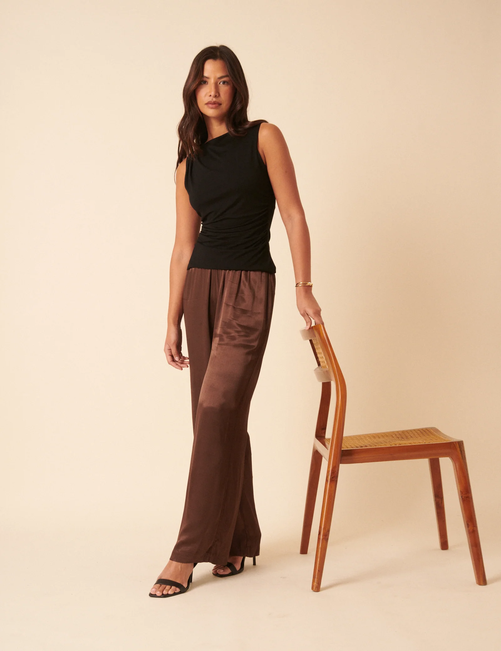 Brown Satin Wide Leg