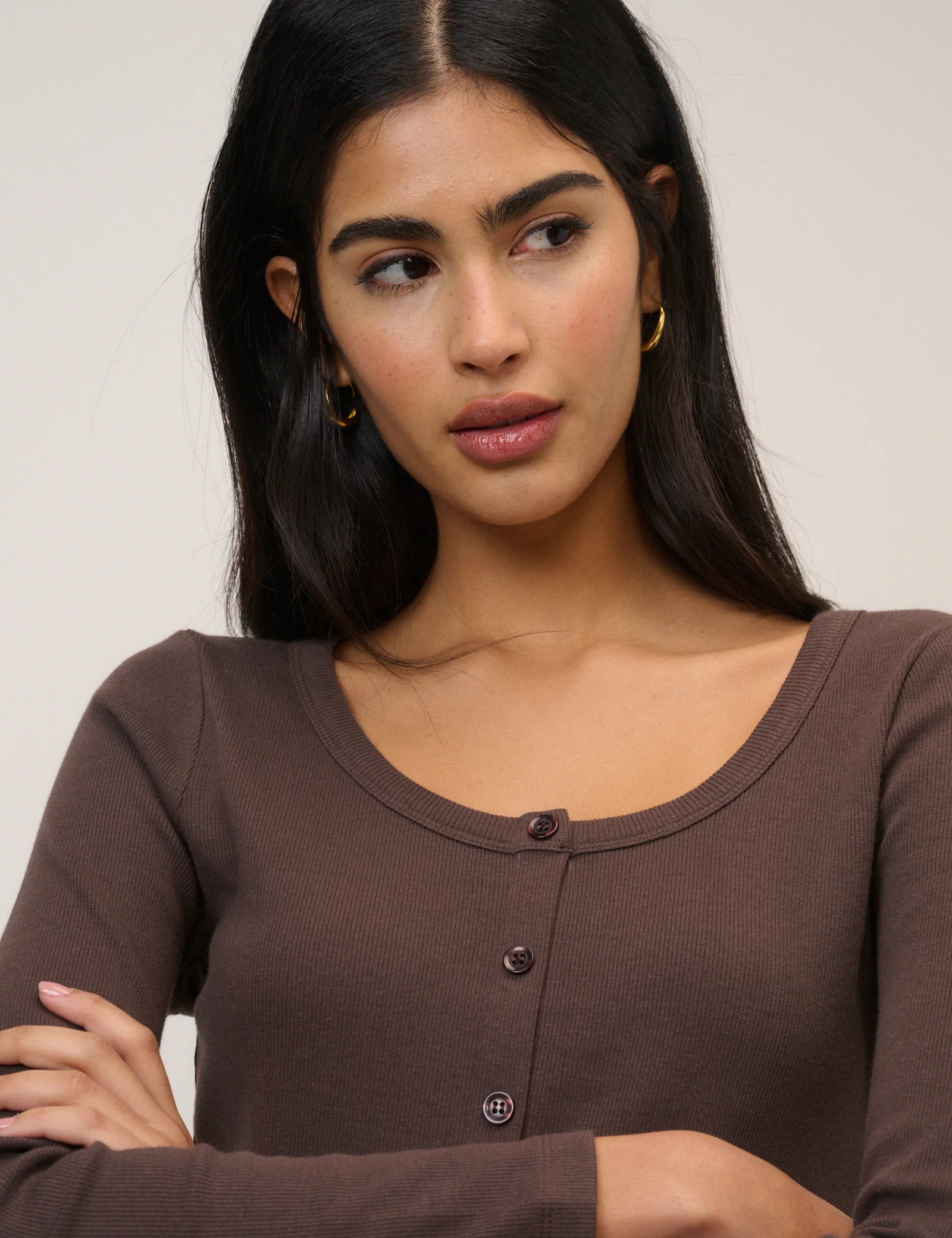Brown Scoop Neck Top - Image 3