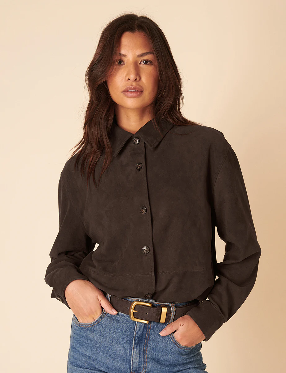 Dark Brown Suede Shirt - Image 4