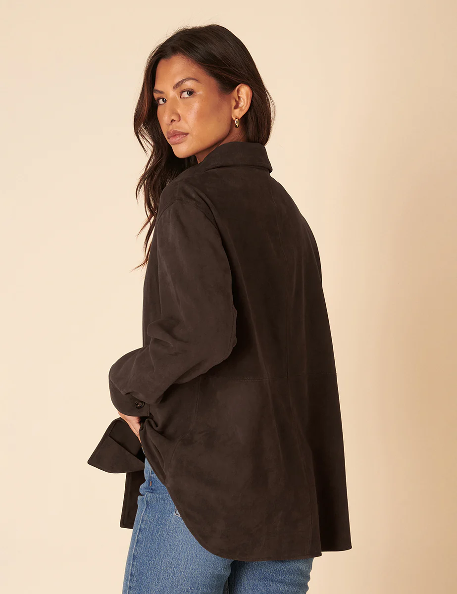 Dark Brown Suede Shirt - Image 5