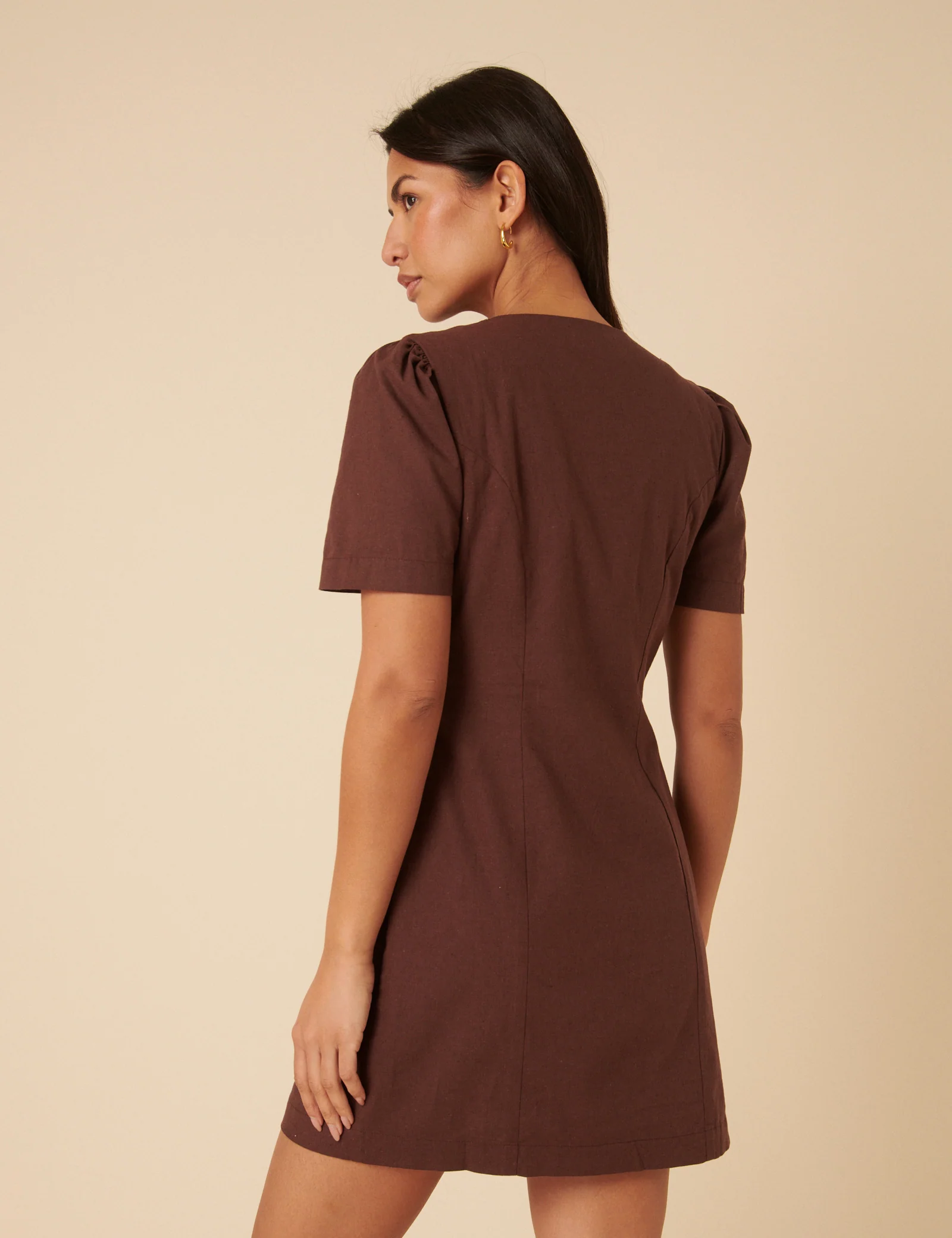 Brown Tailored Tara Mini Dress - Image 4