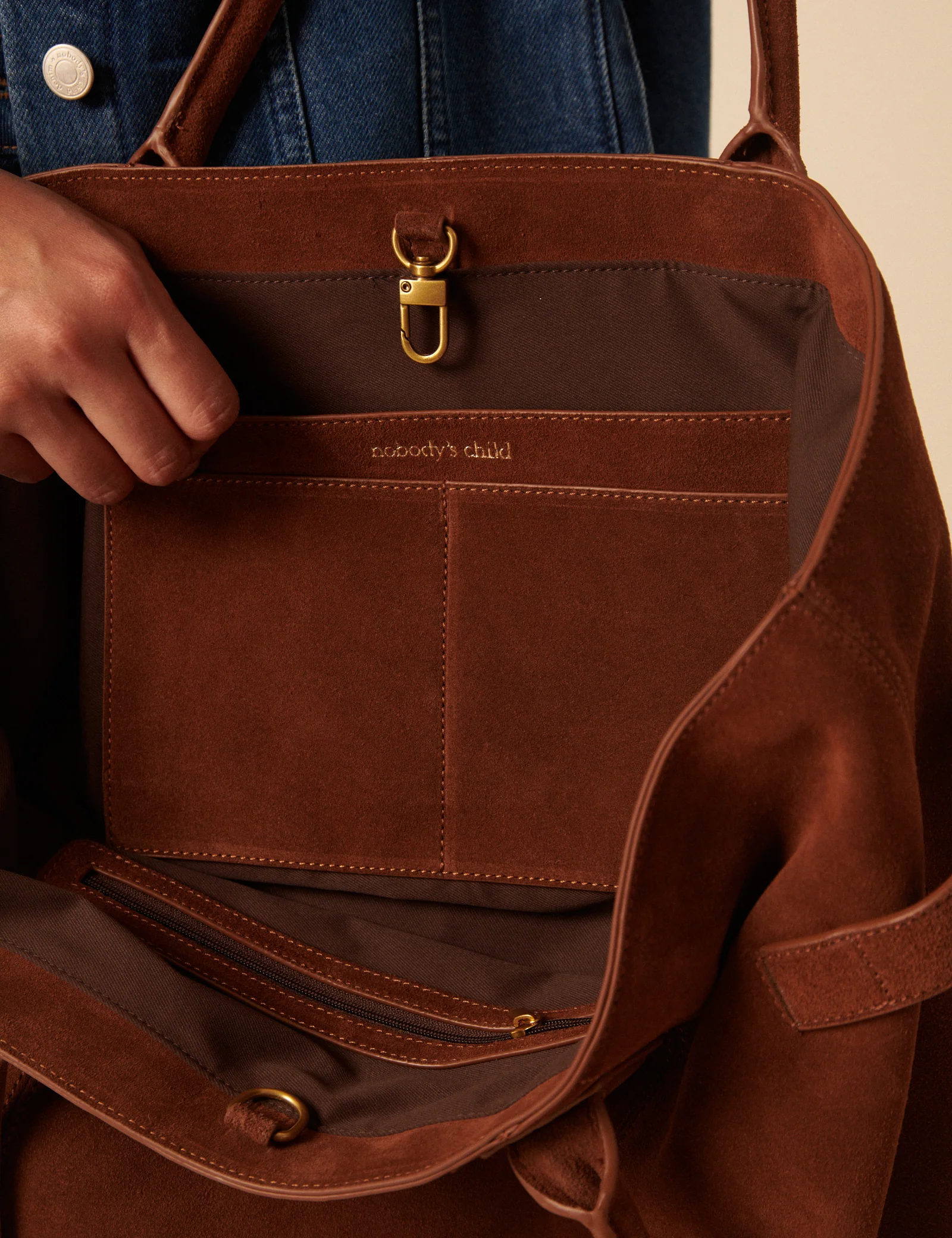 Brown Suede Tote Bag - Image 4