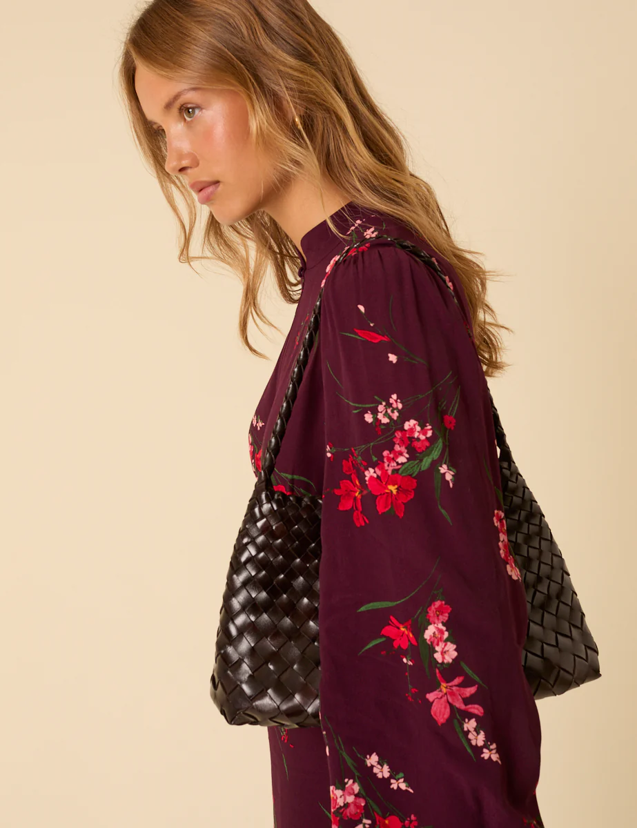 Ellyla Brown Woven Leather Bag - Image 3