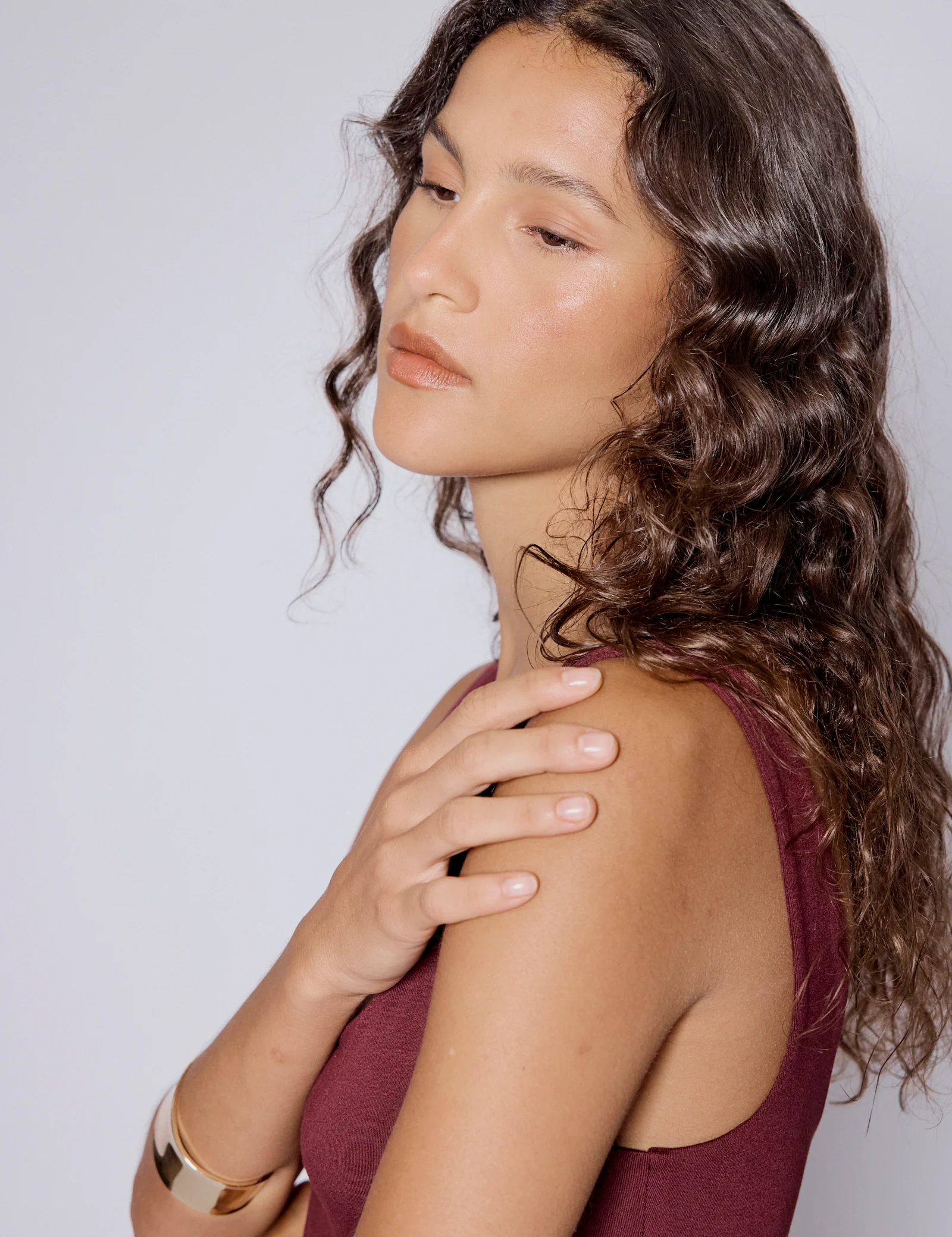 Burgundy Asymmetrical Drop Waist Valentina Midi Dress - Image 3