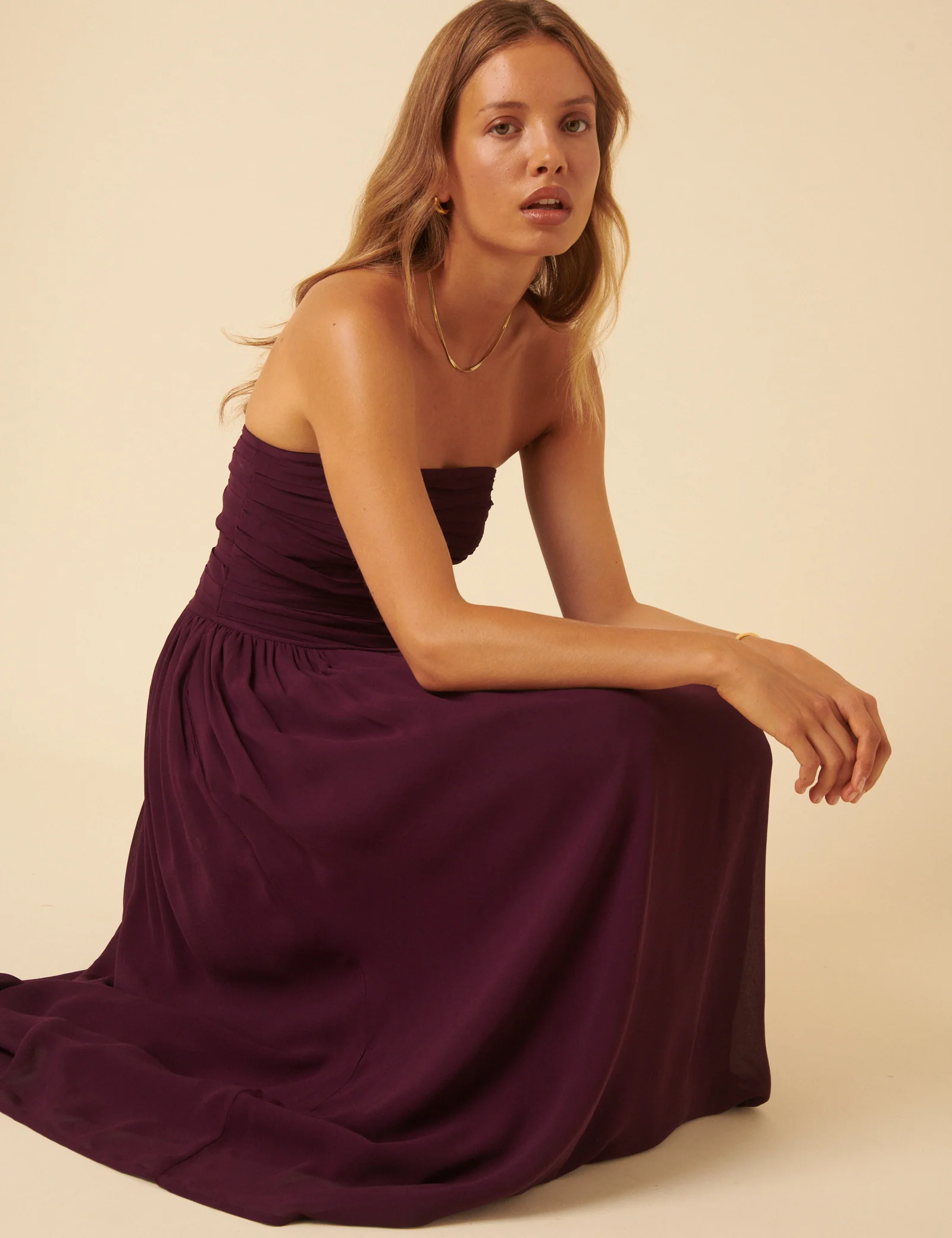 Burgundy Bandeau Felicty Midi Dress - Image 5