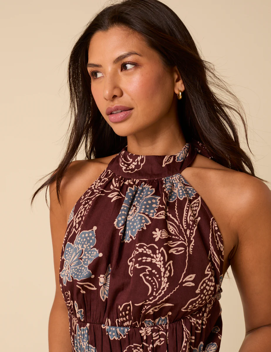 Burgundy Floral Halterneck Top - Image 4