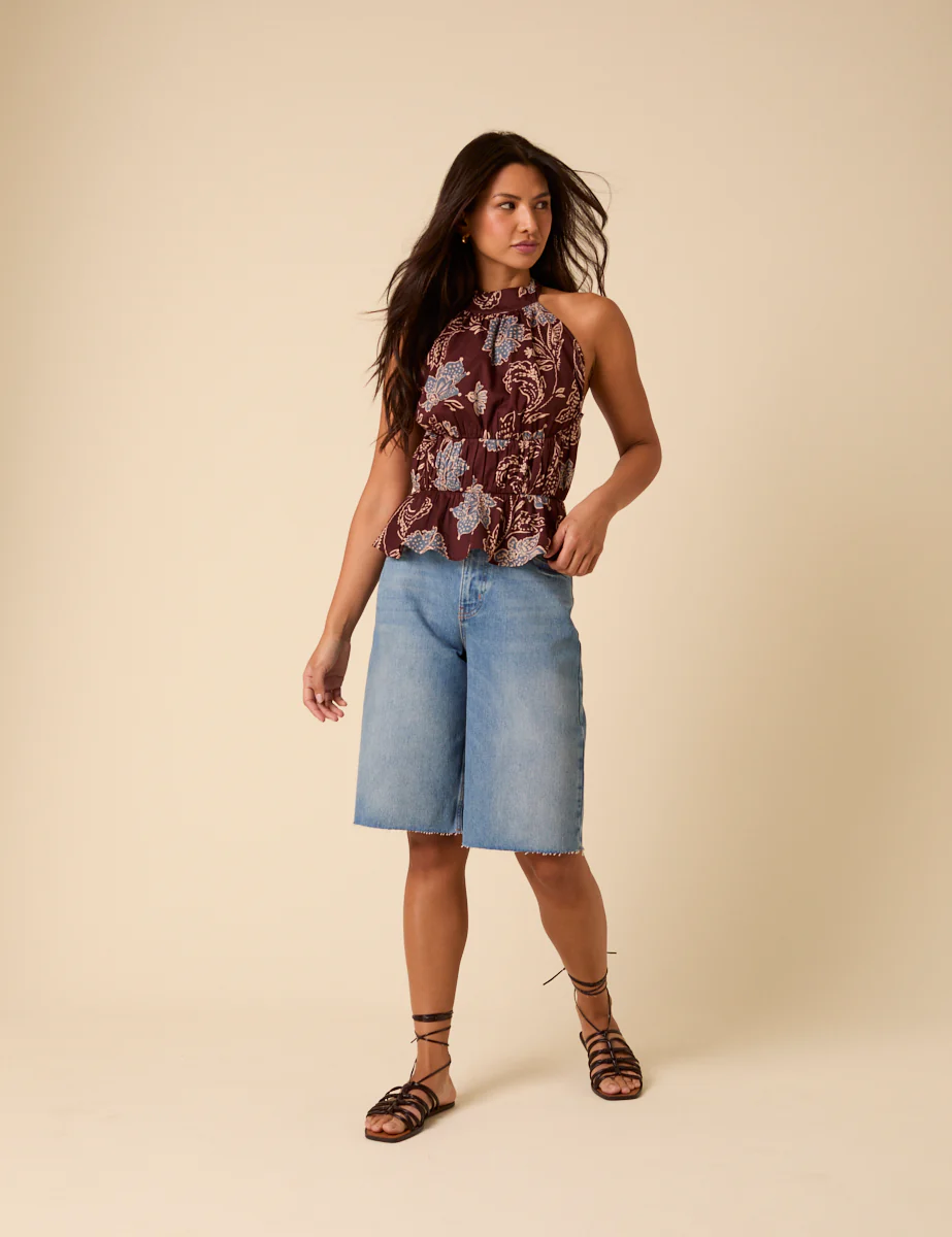 Burgundy Floral Halterneck Top - Image 5