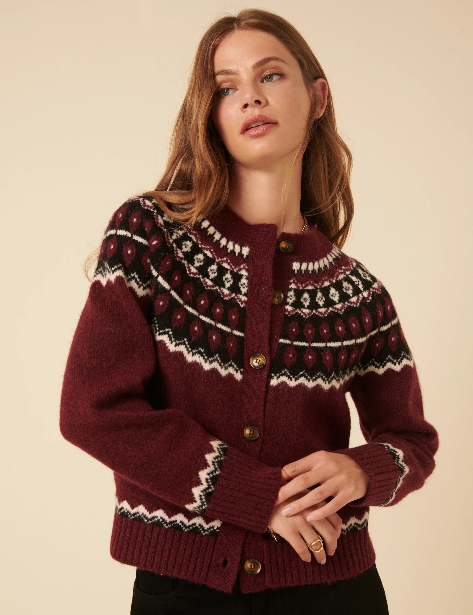 Burgundy Fair Isle Jumper - Image 2