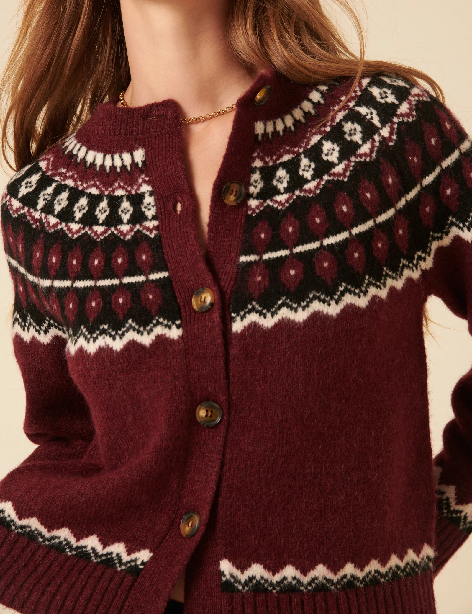 Burgundy Fair Isle Jumper - Image 3