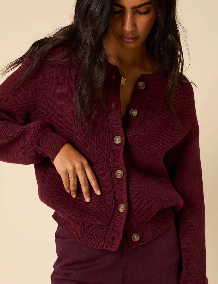 Burgundy Knitted Cardigan - Image 3