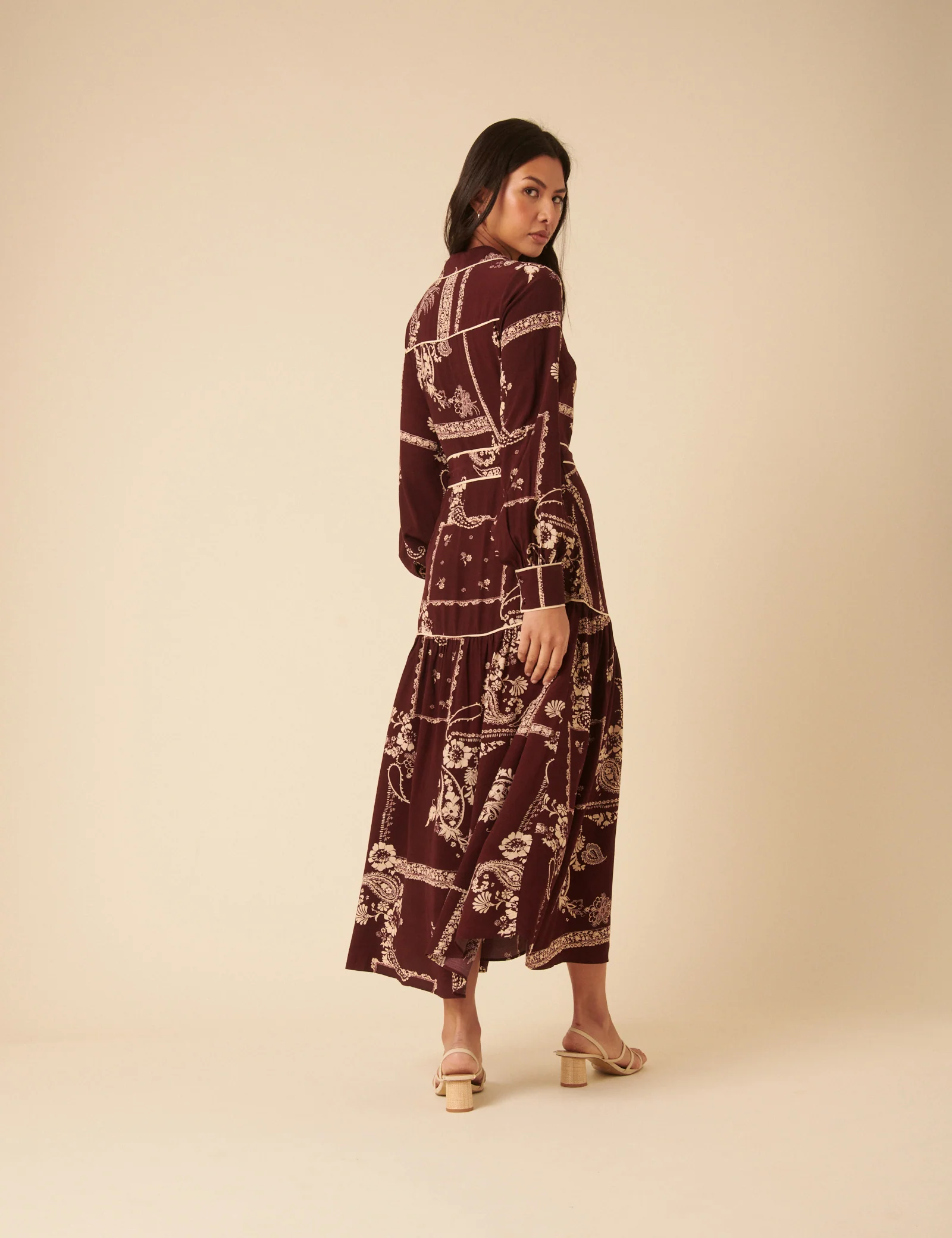 Burgundy Printed Brooklyn Midi Shirt Dress - Image 5