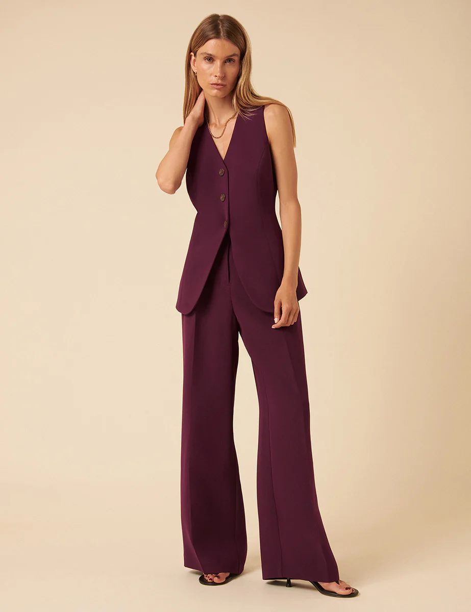 Deep Purple Tailored Longline Waistcoat - Image 2