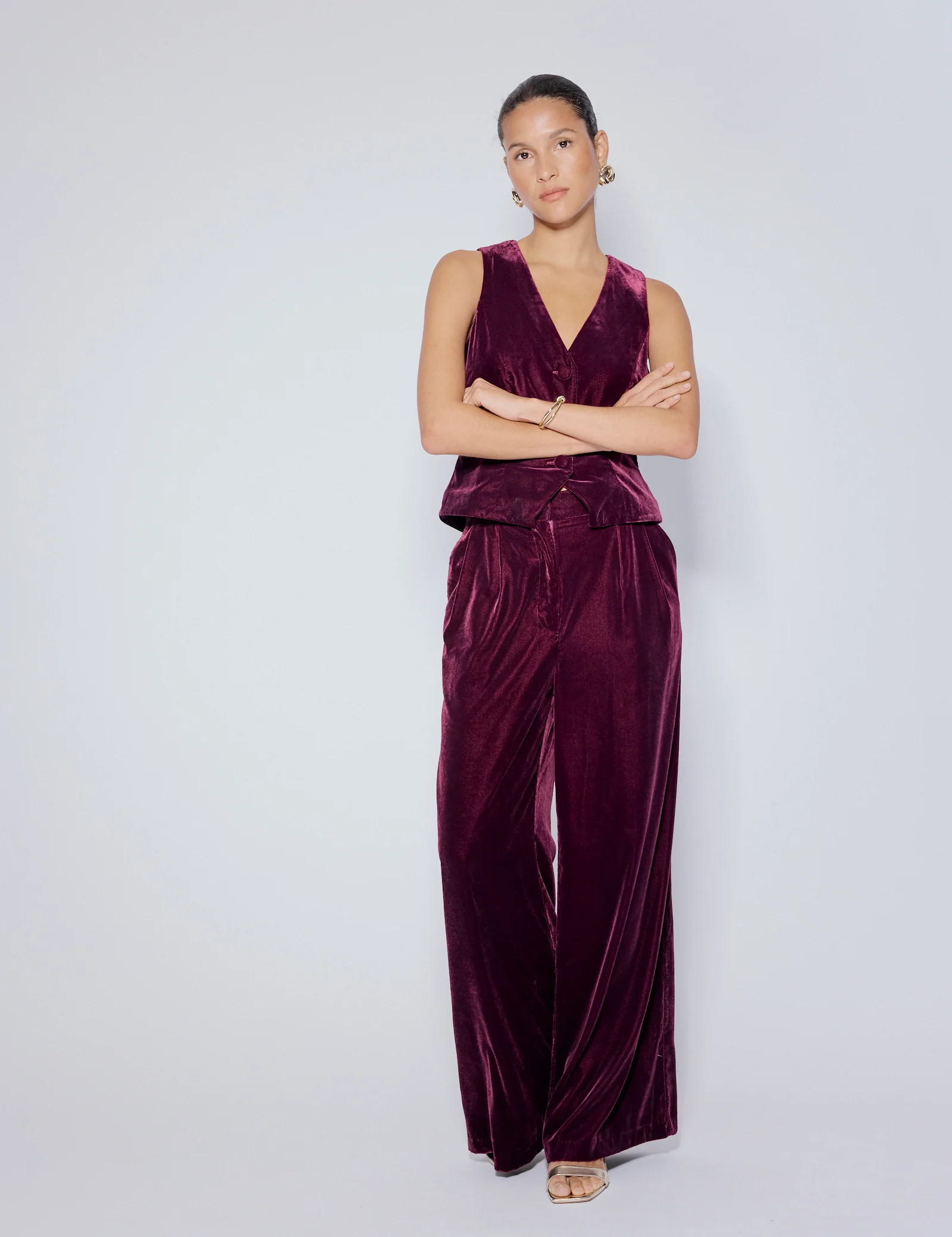 Burgundy Velvet Waistcoat - Image 4