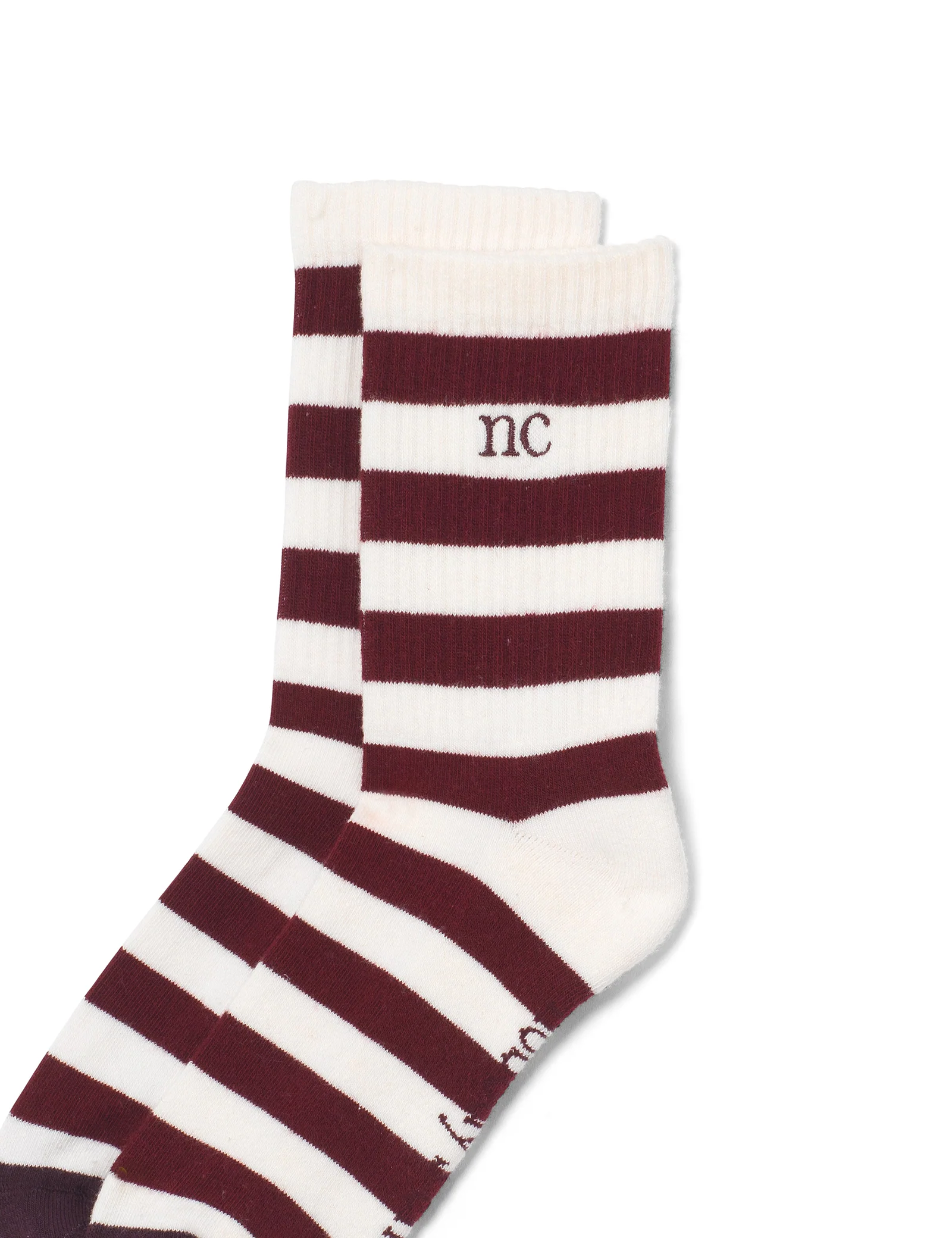 Burgundy & White Ribbed Socks - Image 2