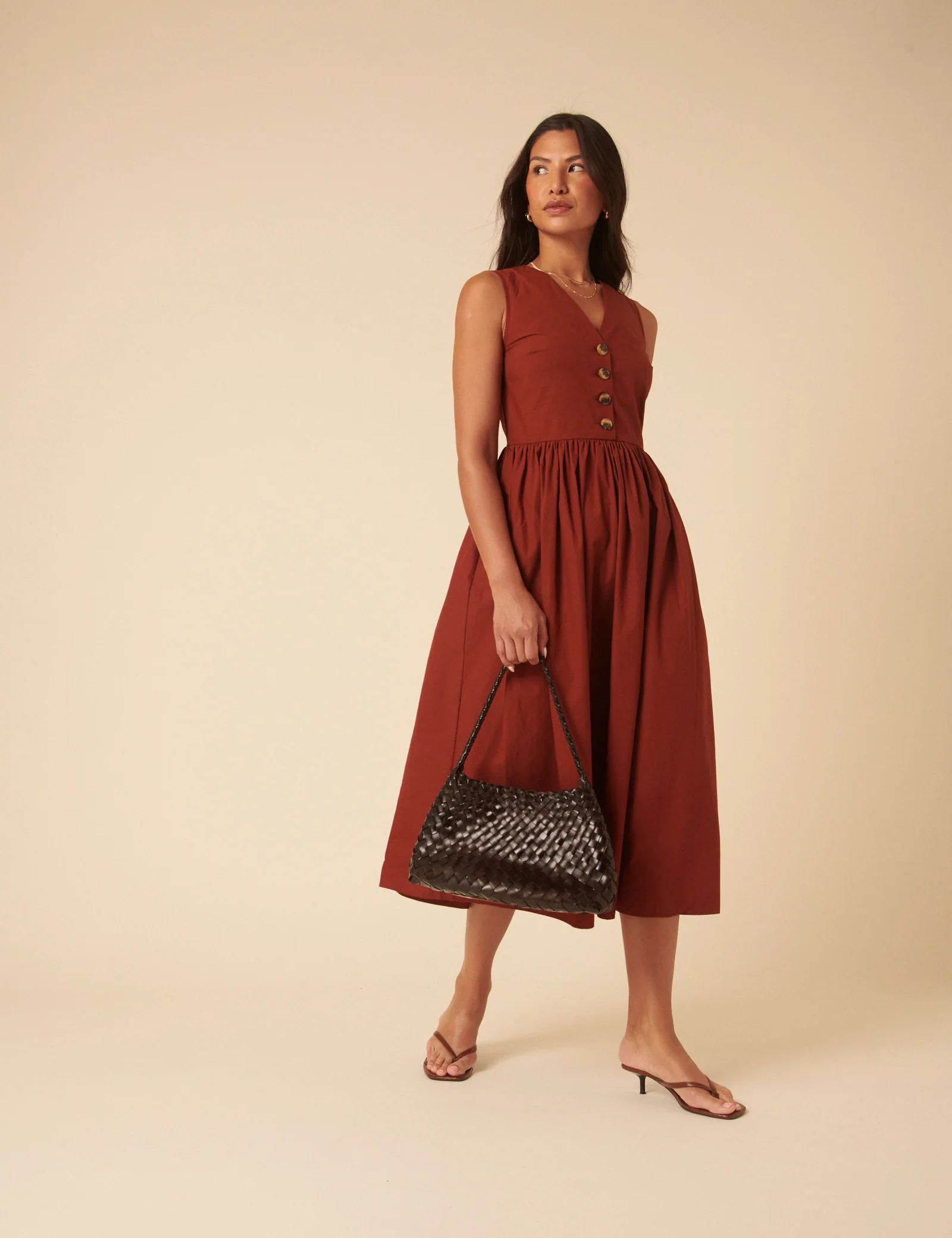 Burnt Orange Oak Midi Dress - Image 3