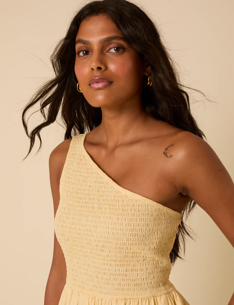 Butter Yellow Asymmetrical Georgia Midaxi Dress - Image 5