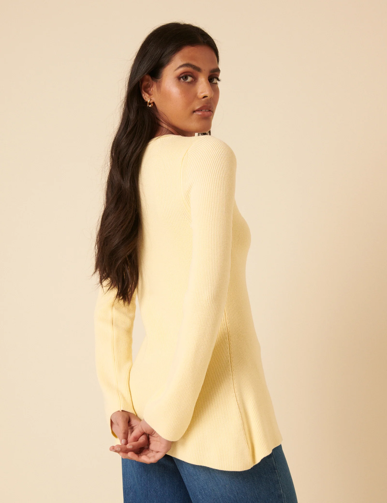 Butter Yellow Ribbed Longline Cardigan - Image 5