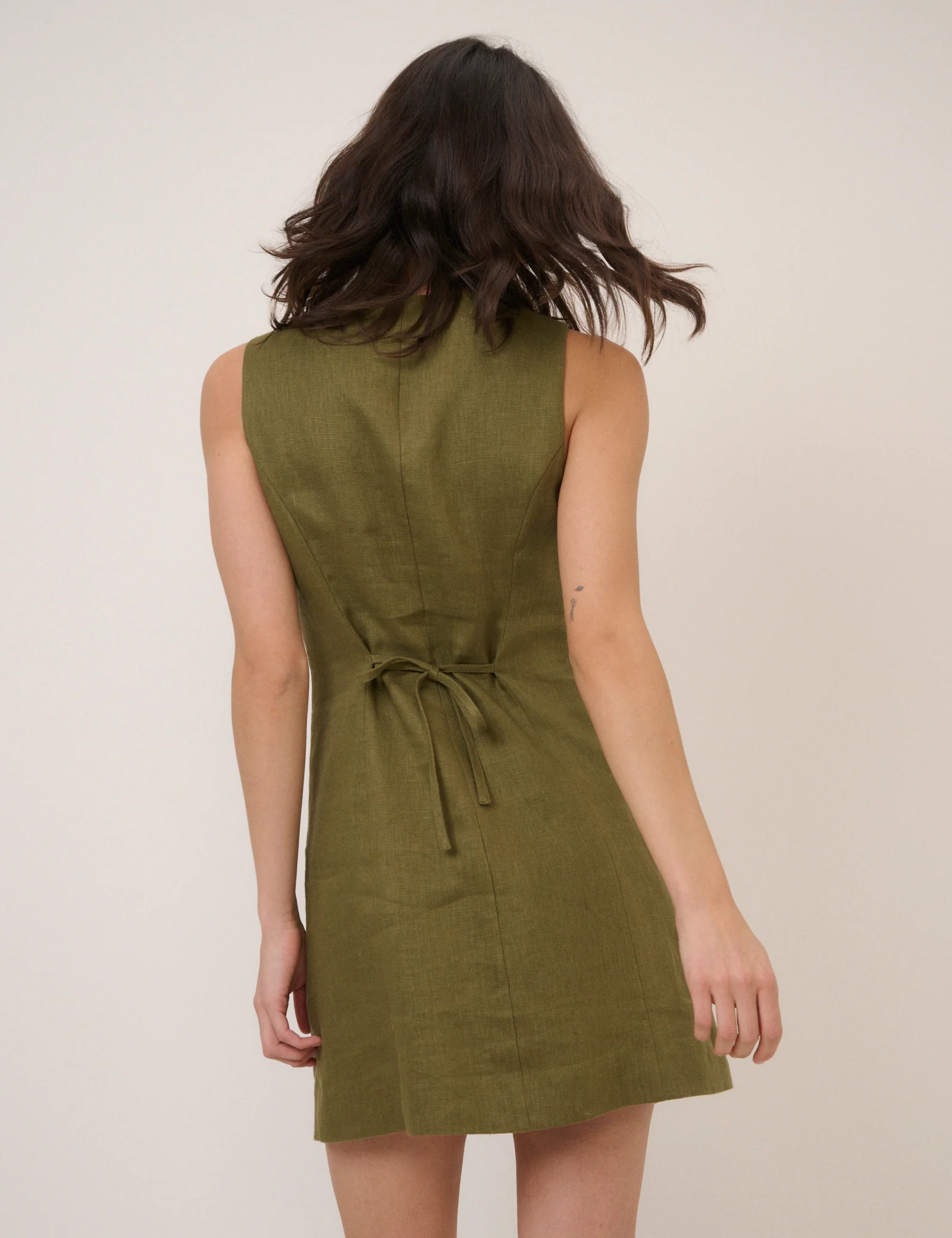 Green Button Front Tailored Mini Dress - Image 5
