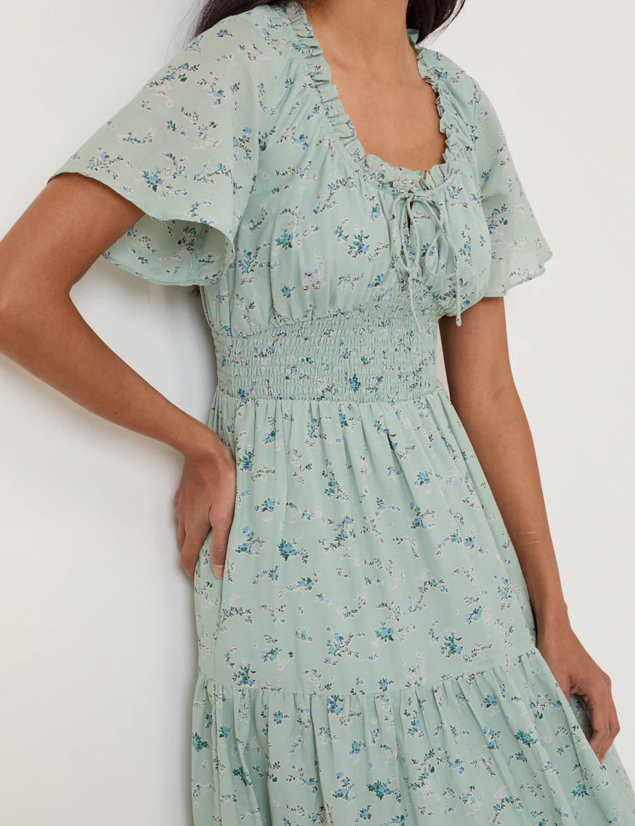 Green Ditsy Floral Caliope Midi Dress - Image 2