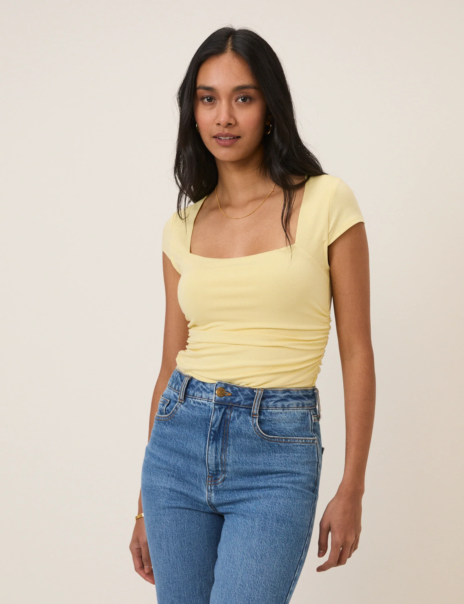 Butter Yellow Square Neck Top - Image 3