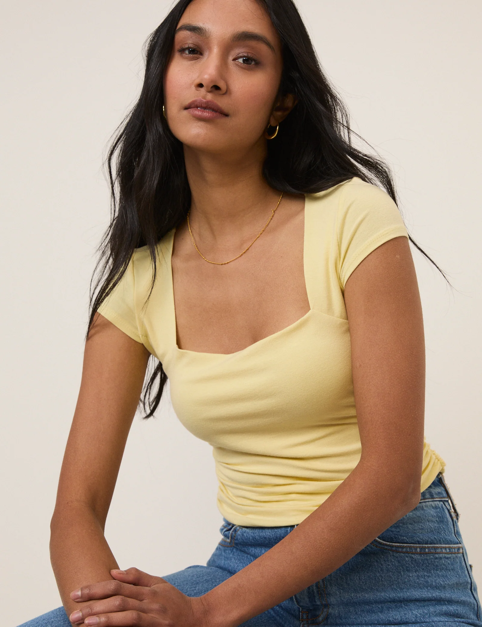 Butter Yellow Square Neck Top - Image 4