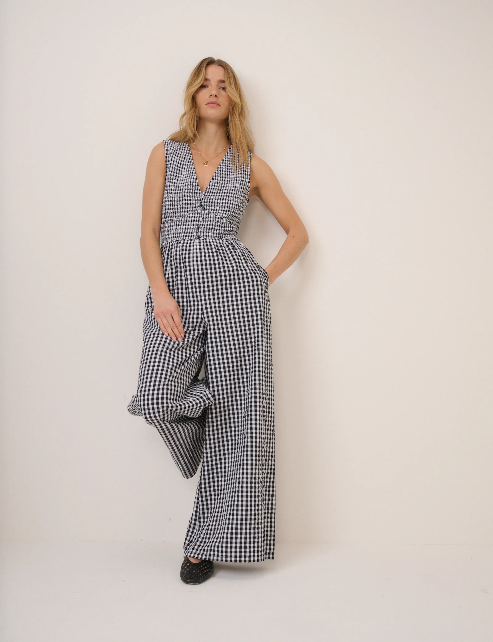 Black Gingham Jumpsuit