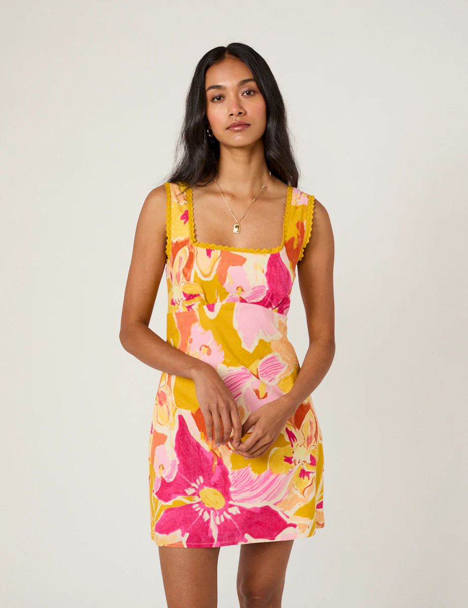 Yellow Floral Ciara Mini Dress - Image 4