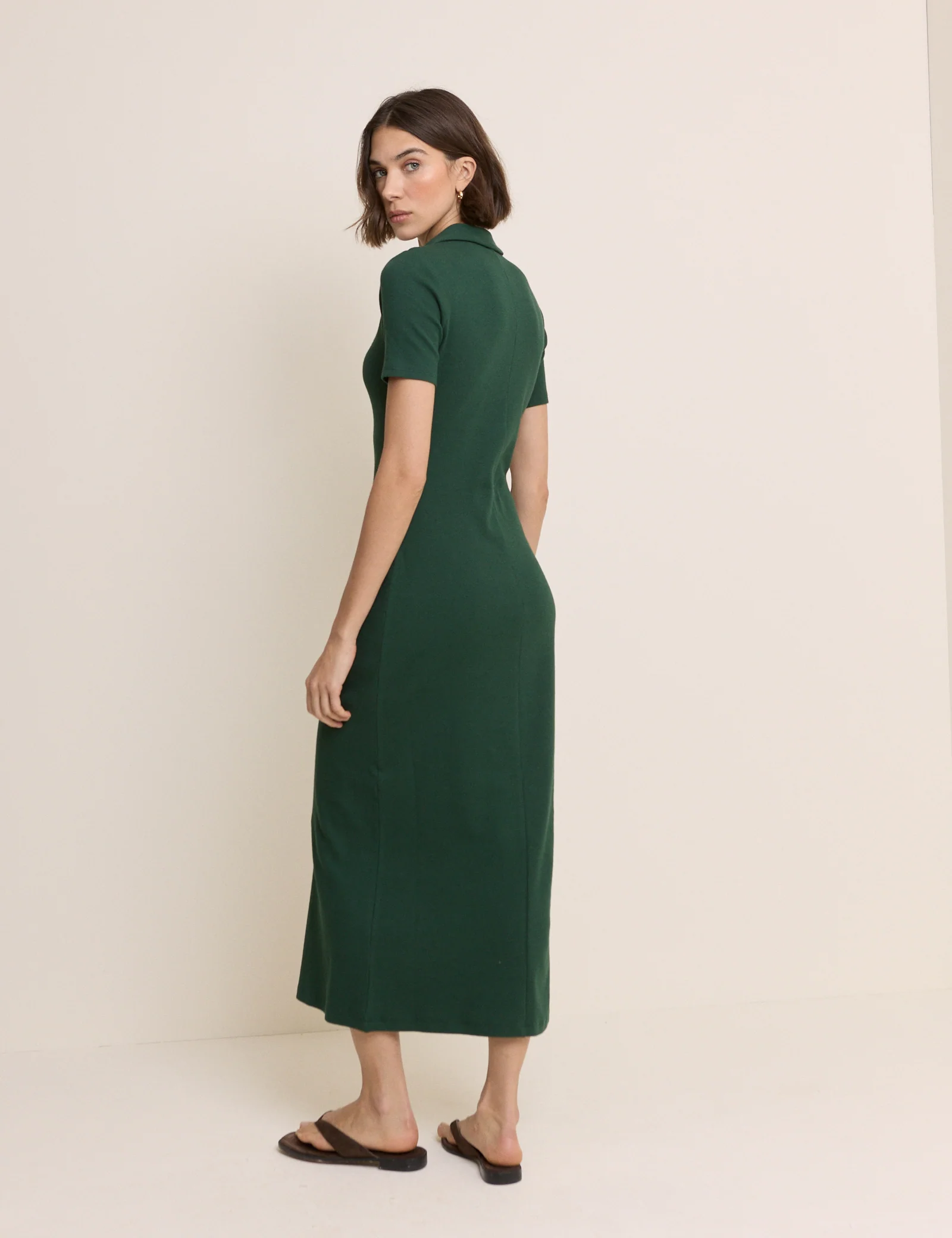 Green Clarey Polo Jersey Midi Dress - Image 4